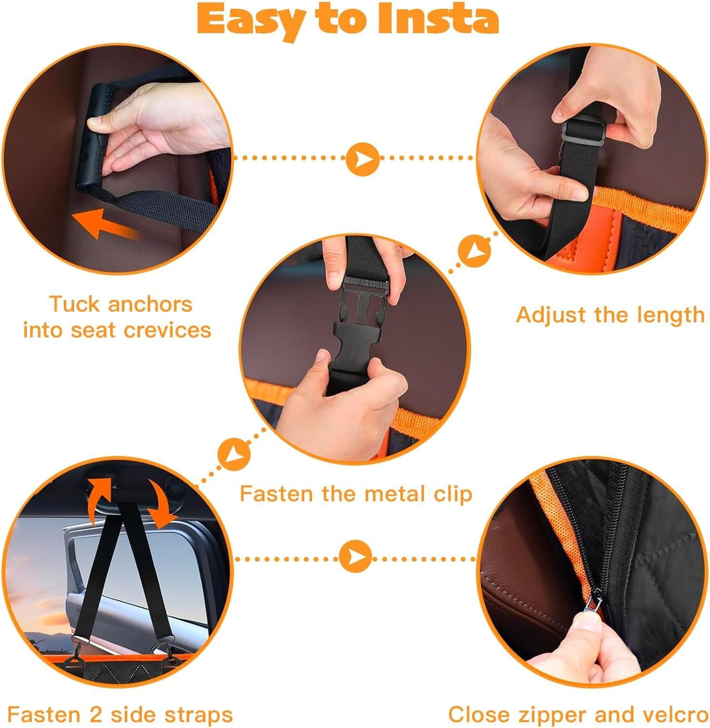 Convertible Back Seat Extender for Dogs, 400Lbs Hard Bottom Dog Car Seat Cover for Back Seat, Waterproof Dog Hammock Bed Backseat Cover for Dogs in Car SUV Truck Nonslip Pet Seat Cover Black image number 6