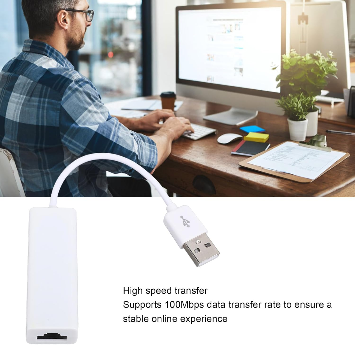 USB C to RJ45 Ethernet Adapter, 100Mbps USB Network Adapter Plug and Play, Supports Wins 98SE Me 2000 XP Vista 7 8 10 image number 5