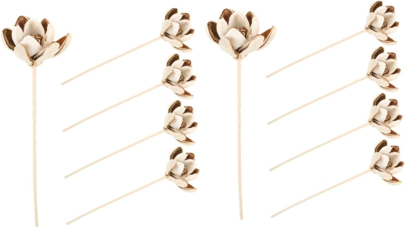 SEWACC 10Pcs Natural Flower Diffuser Sticks Aromatherapy Oil Fragrance for Home Scent Diffuser Bottles