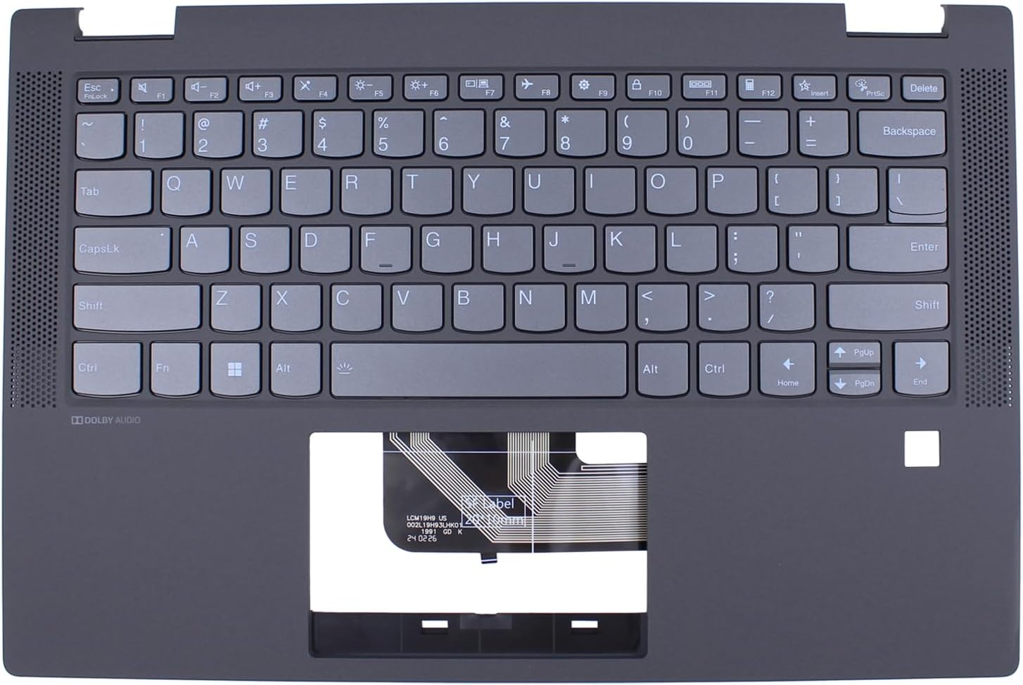 Applianpar Upper Case Palmrest with Backlit Keyboard 5CB0Y85490 for Lenovo Flex 5-14IIL05 ARE05 ITL05 Laptop Gray image number 3