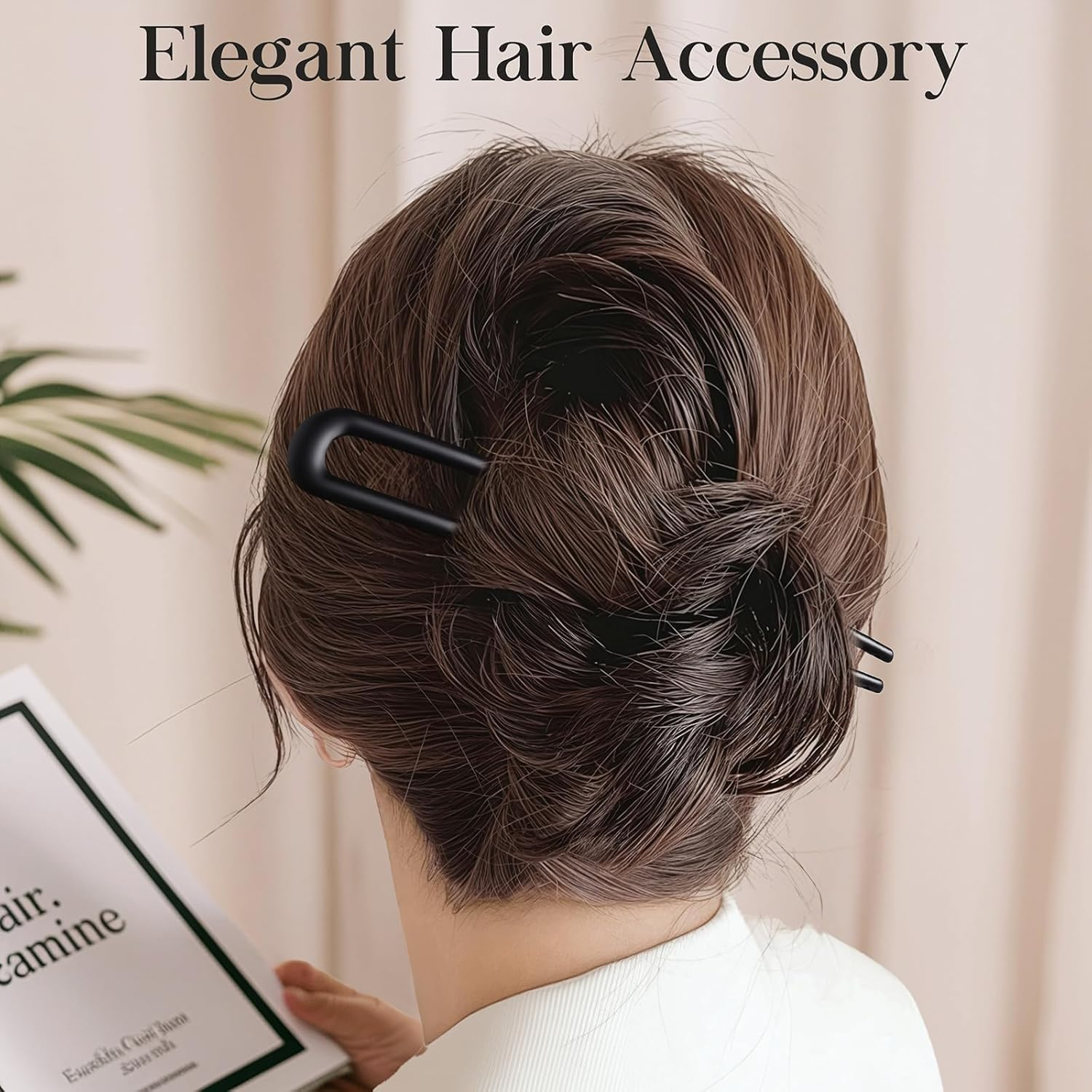 French Hair Pins for Women, U-Shaped Metal Hair Pins for Long and Thick Hair, 4 Inch Extended French Pins Hair Forks for Various Hair Styles 【Black 2PCS】 image number 1