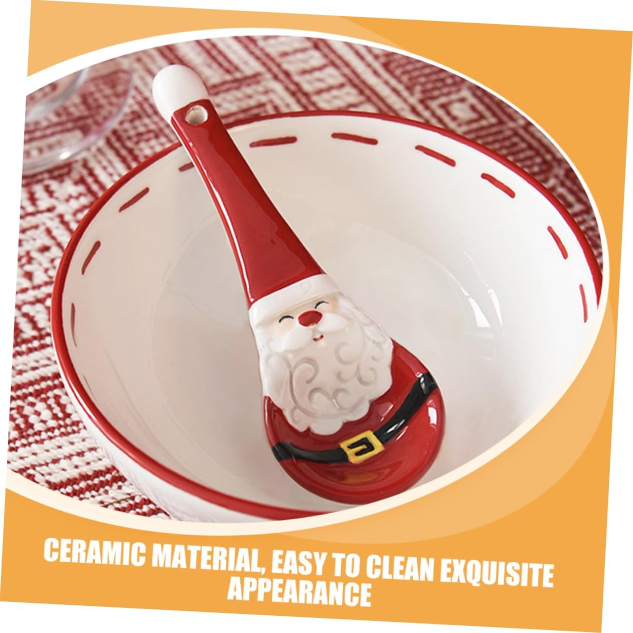 Santa Claus Ceramic Measuring Spoon Set 4Pcs Christmas Style Baking Spoons for Kitchen Decor image number 4