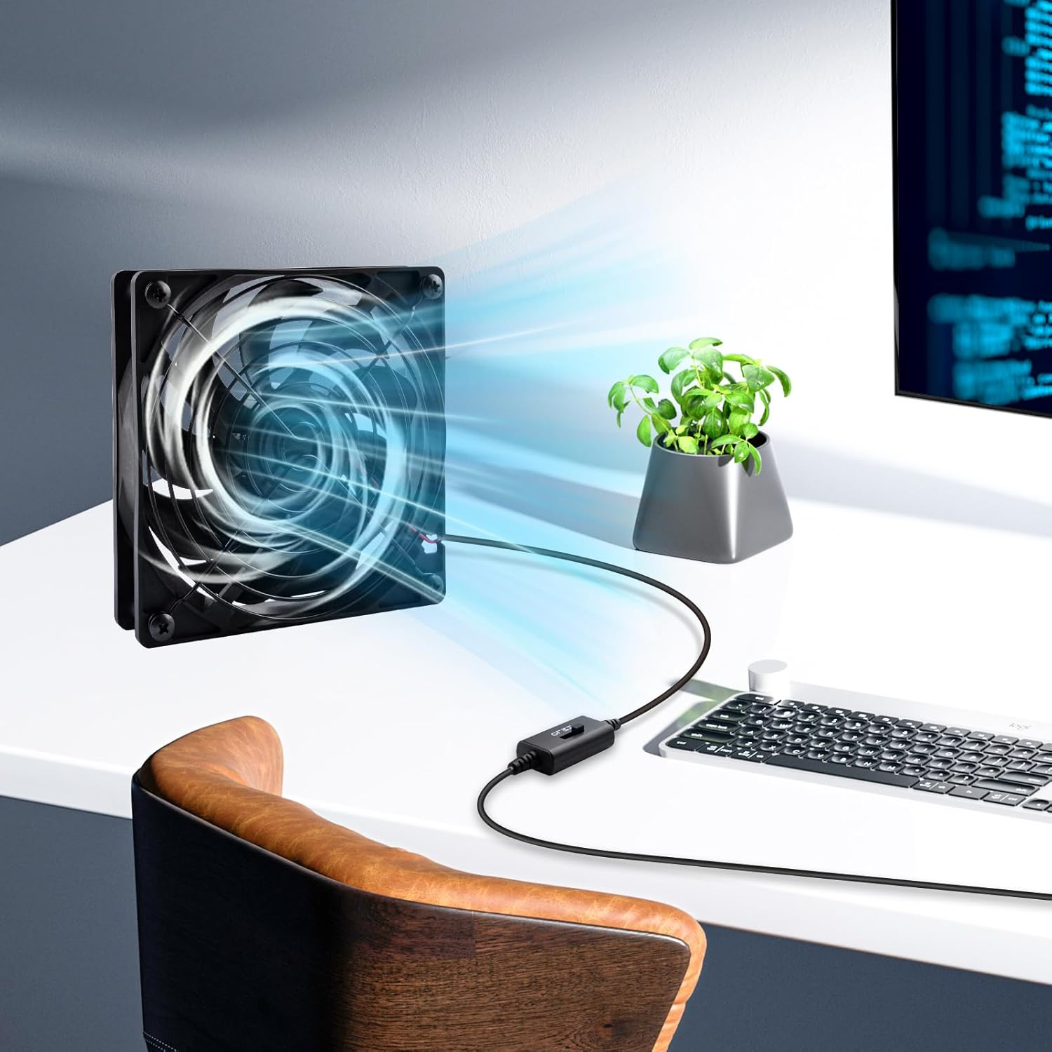 Geeekpi Deskpi Rackmate Accessories 120Mm USB PC Fan 5V with L/M/H 3-Degree Speed Switch Portable High Airflow Cooling Fan USB Computer Fan for Router Modem Receiver DVR Playstation Xbox TV Box