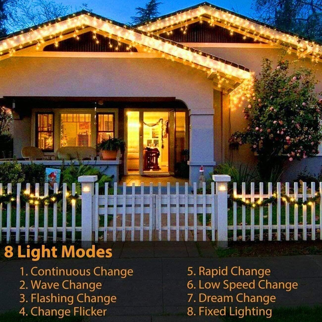 Generic 100LED 12M/39Ft Solar Powered Xmas Outdoor & Indoor Multicolor LED String Lights with 8 Modes & Auto On/Off for Christmas, Wedding, Garden, Home Decor - String Light - Multicolor image number 4