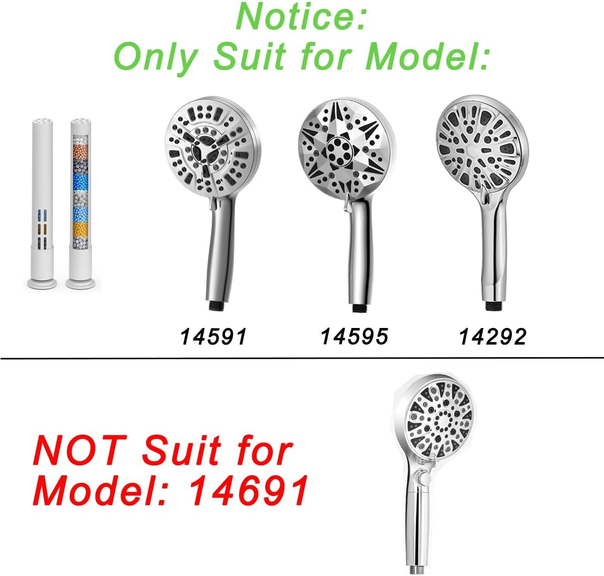 Baseau 2 Pack Shower Filter Cartridge, 15 Stage Replacement Shower Filter for Hard Water, High Output Universal Replacement Filter Cartridge, Remove Chlorine Heavy Metals and Sediments image number 4