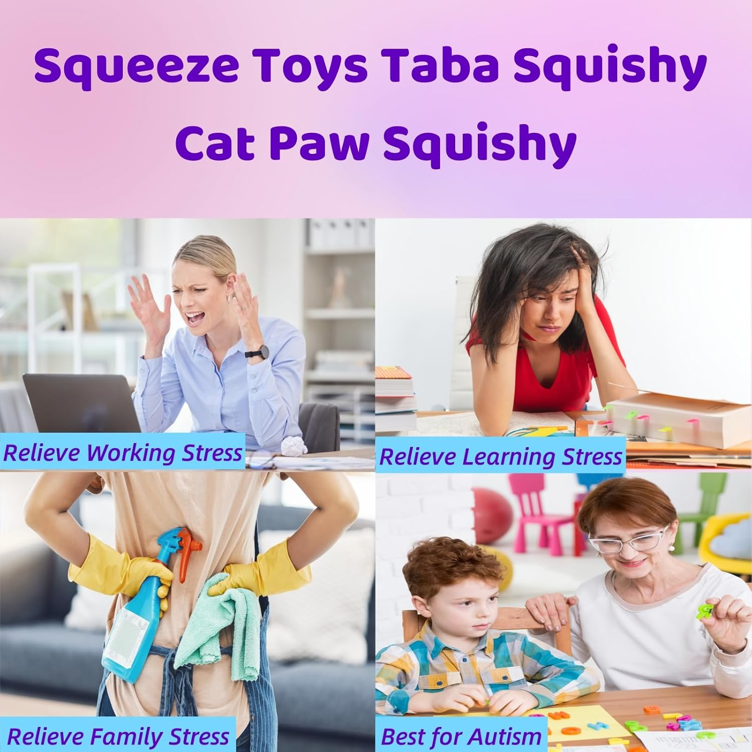 Taba Cat Squishy Squeeze Toys, Squishy Chuu, Cat Paw Squishy Stress Relief Sensory Toy, Pinch Family Squishy Toys, Jelly Kitty Paw Squishy for Kids Adults (White) image number 1
