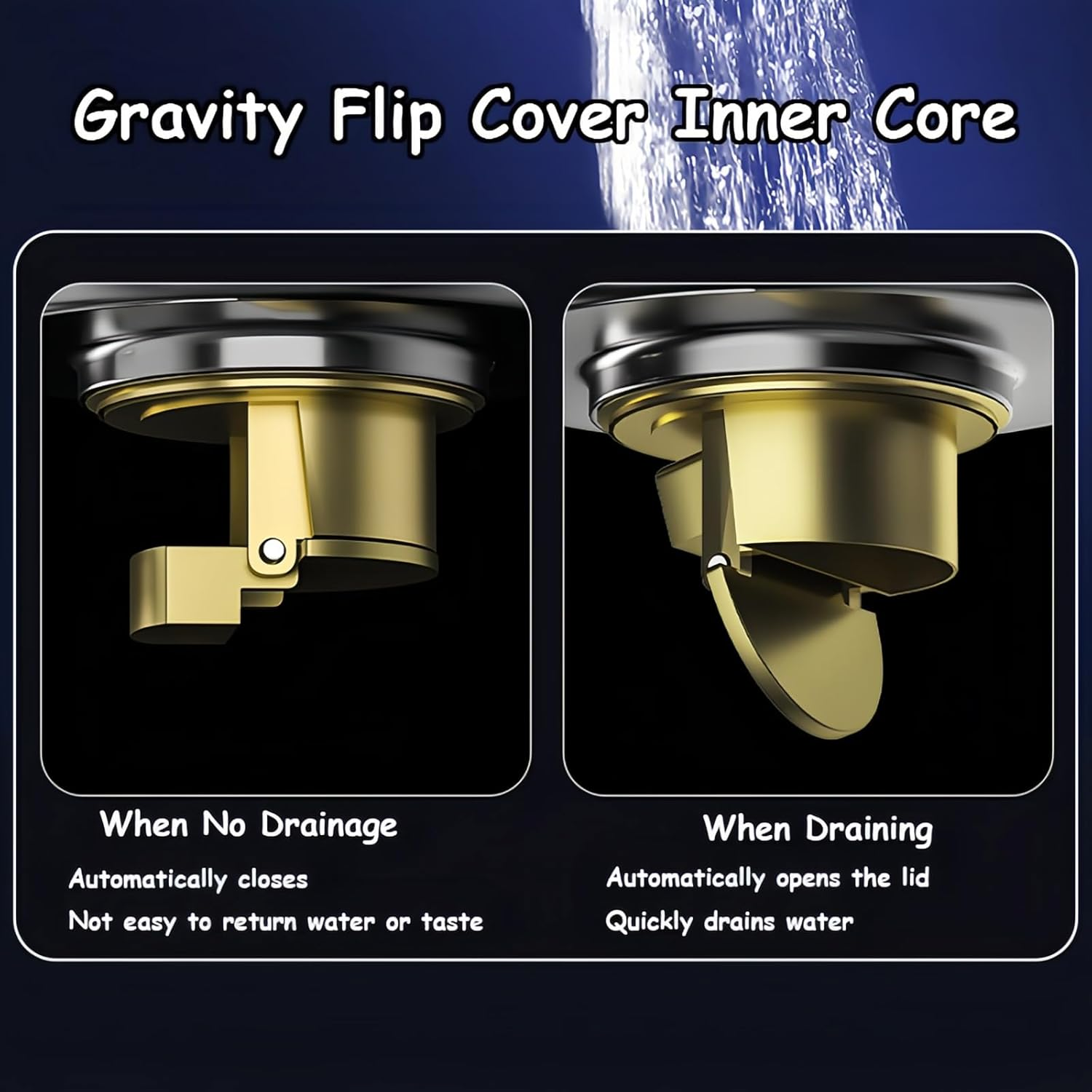 Taoluwin Square Shower Drain, 4" Stainless Steel Floor Drain, Shower Deodorant Floor Drain with Gravity Control Automatic Inner Core, Suitable for Bathroom and Kitchen