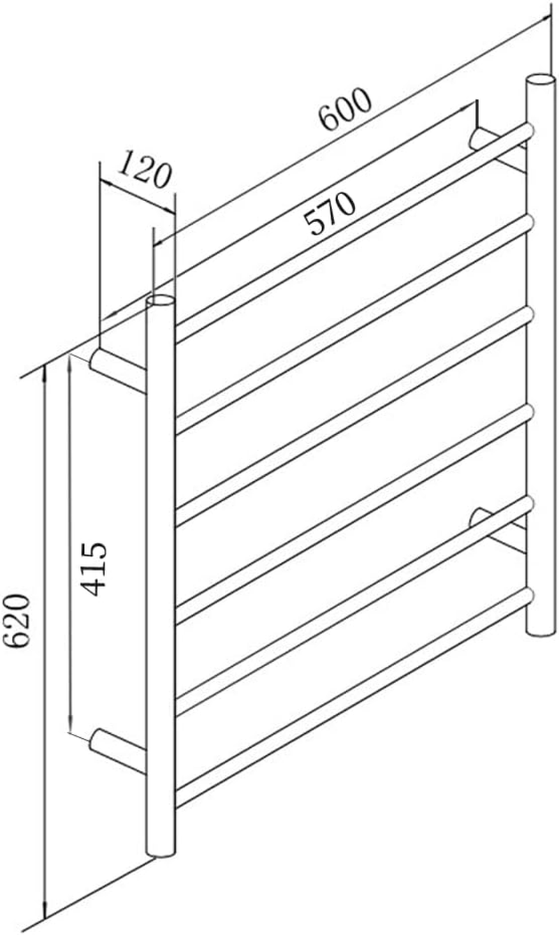 Bathroom Heated Towel Rail 6 Bars round Stainless Steel Electric Heated Towel Energy-Saving Heated Towel Rack Holder Wall Mounted 70W SAA Certificate (Chrome) image number 1