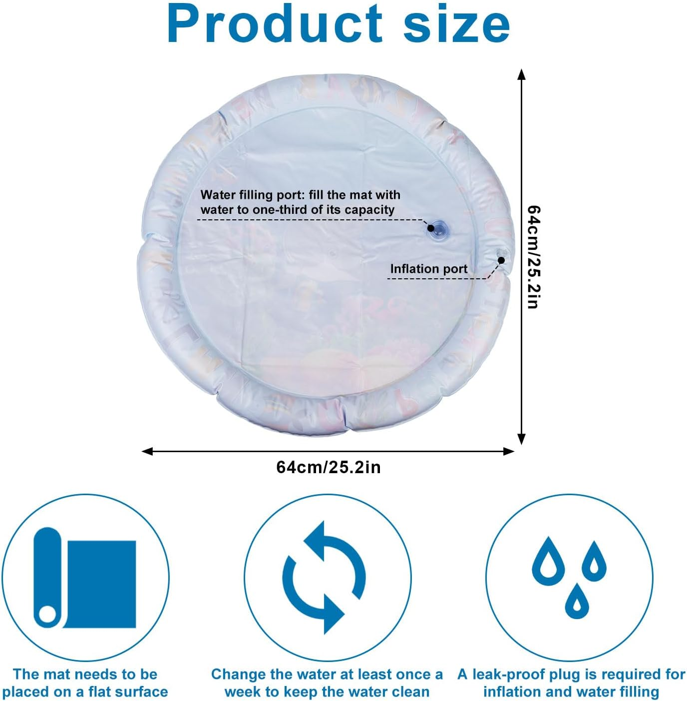 NQEUEPN Water Play Mat for Cats, Cat Play Pad, Funny Water Game for Pets, Sensory Water Pad Toy for Pets, Dogs, Cats Playing Alone in the Water (Round Grey Whale) image number 3