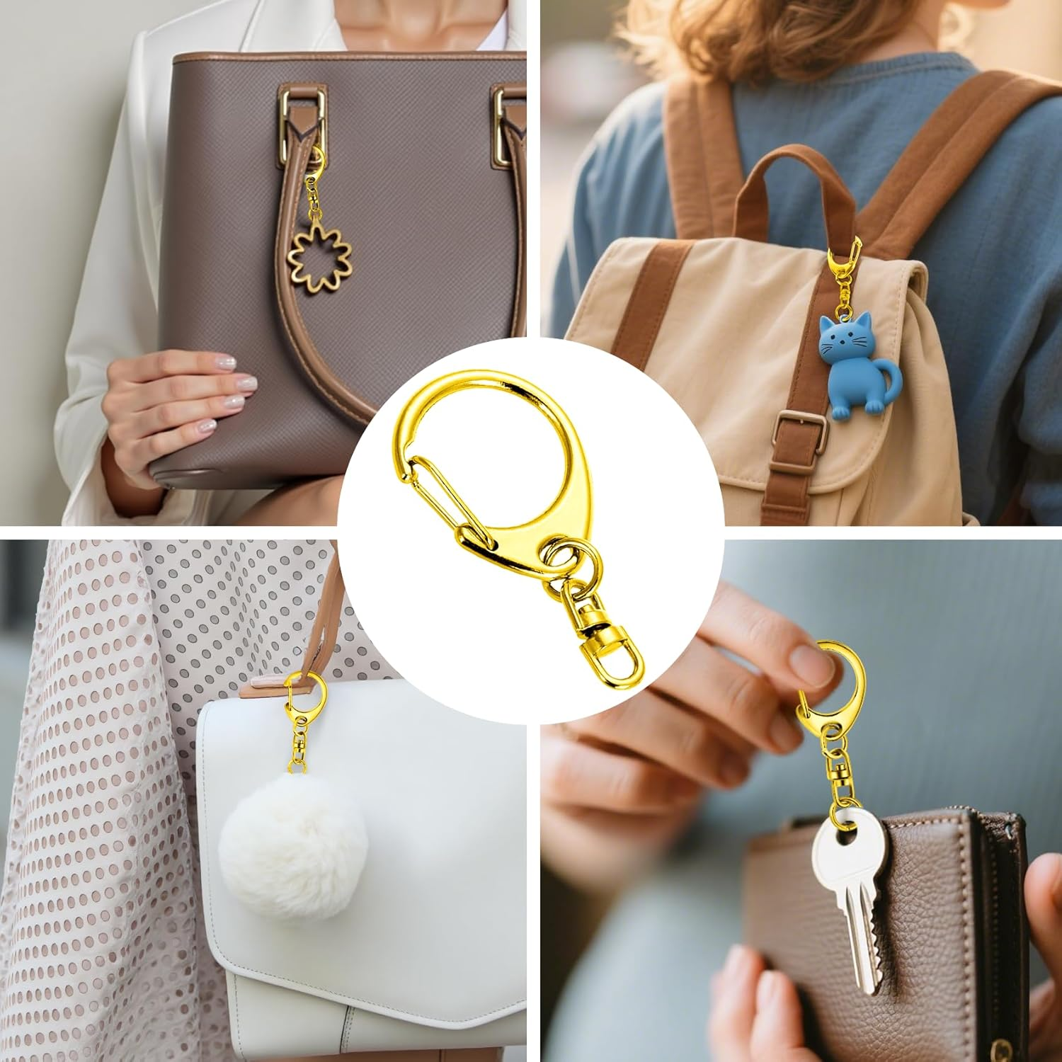 Roctee 50 Pcs Lobster Clasp Key, Keychain Clip, Swivel Clasps Lanyard Snap Hook, DIY Crafts Key Chain, Lobster Claw Clasp (Silver) image number 3