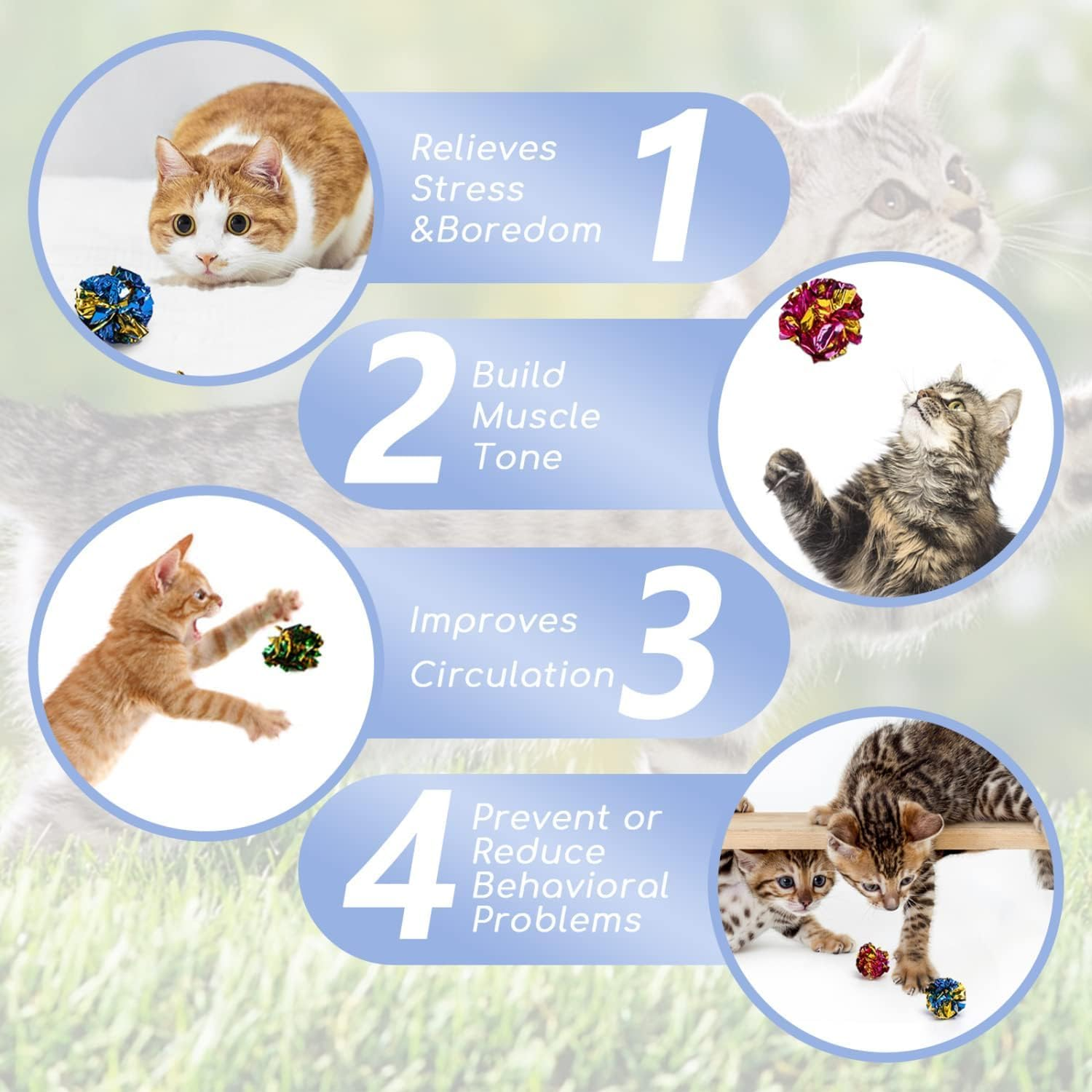 Mumoo Bear Cat Crinkle Ball Toys, 20 Pieces Colorful Mylar Balls, Kitten Toys,Indoor Kitten Interactive Toy Ball, Shiny Foil Toy Balls with Crinkly Sound, 6 Cm/2.36 Inch image number 6