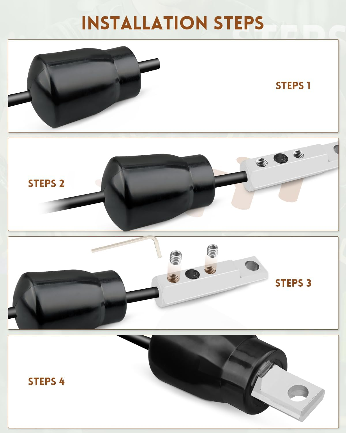 Gym Fitness Cable Ball Stopper Ends, for 5Mm/6Mm Home Gym Machine Accessories Replacement Parts, Exercise Equipment Wire Rope Port Joint, Rubber Steel