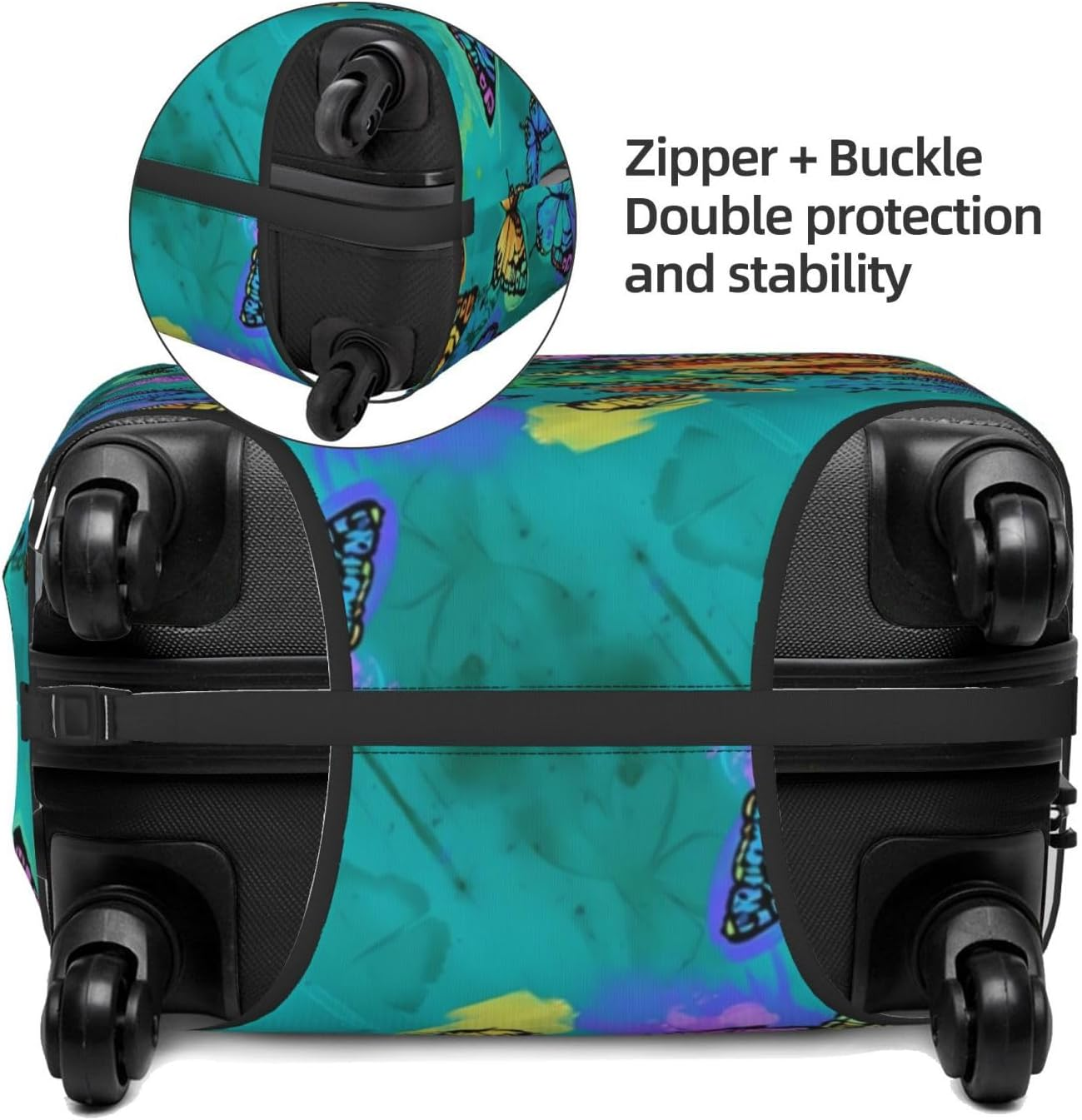 FINOWIN Travel Luggage Cover Suitcase Protector, Colorful Rainbow Paint Splatter Washable Elastic Suitcase Cover for Wheeled Suitcase, Rainbow Butterfly, XL (For 29-32 Inch Luggage)