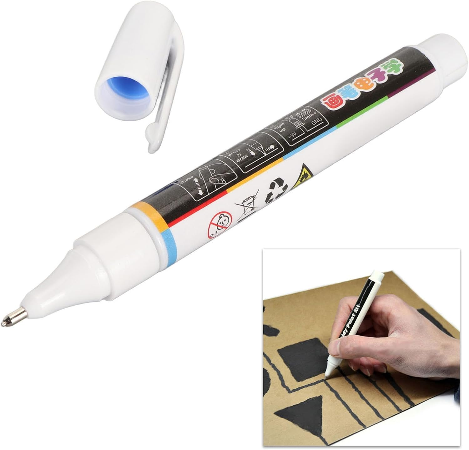 Conductive Ink Pen Experiment Pen 6ML, Durable Adhesion Circuit Repair Quick Drying Portable Conductive Pen for Science Experiment (Gold) image number 3