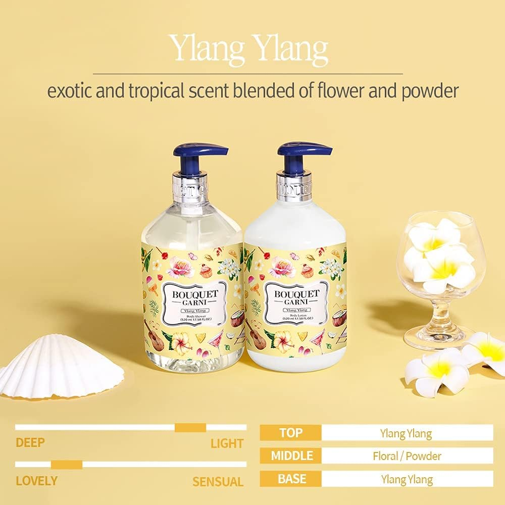Bouquet Garni Body Shower Ylang Ylang - Unique Fragrance Decanting Engineering Method Long Lasting Rich Fragrance - Rosa Damascena Flower Water Hydrates and Gives Vigorous Vitality - 17.85 Fl Oz image number 2