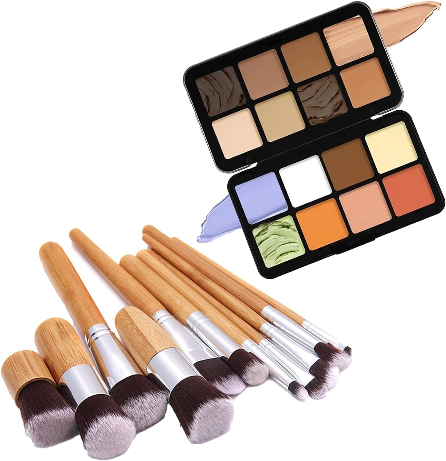 Joyeee Color Correcting Concealer Palette, Contouring Foundation Creamy Contour Multi-Palette with 8 Makeup Brush Set for Foundation Powder Concealers Eyeshadows Blush Makeup, Vegan, Cruelty Free - 15 Color Concealer Palette + Makeup Brushes image number 2