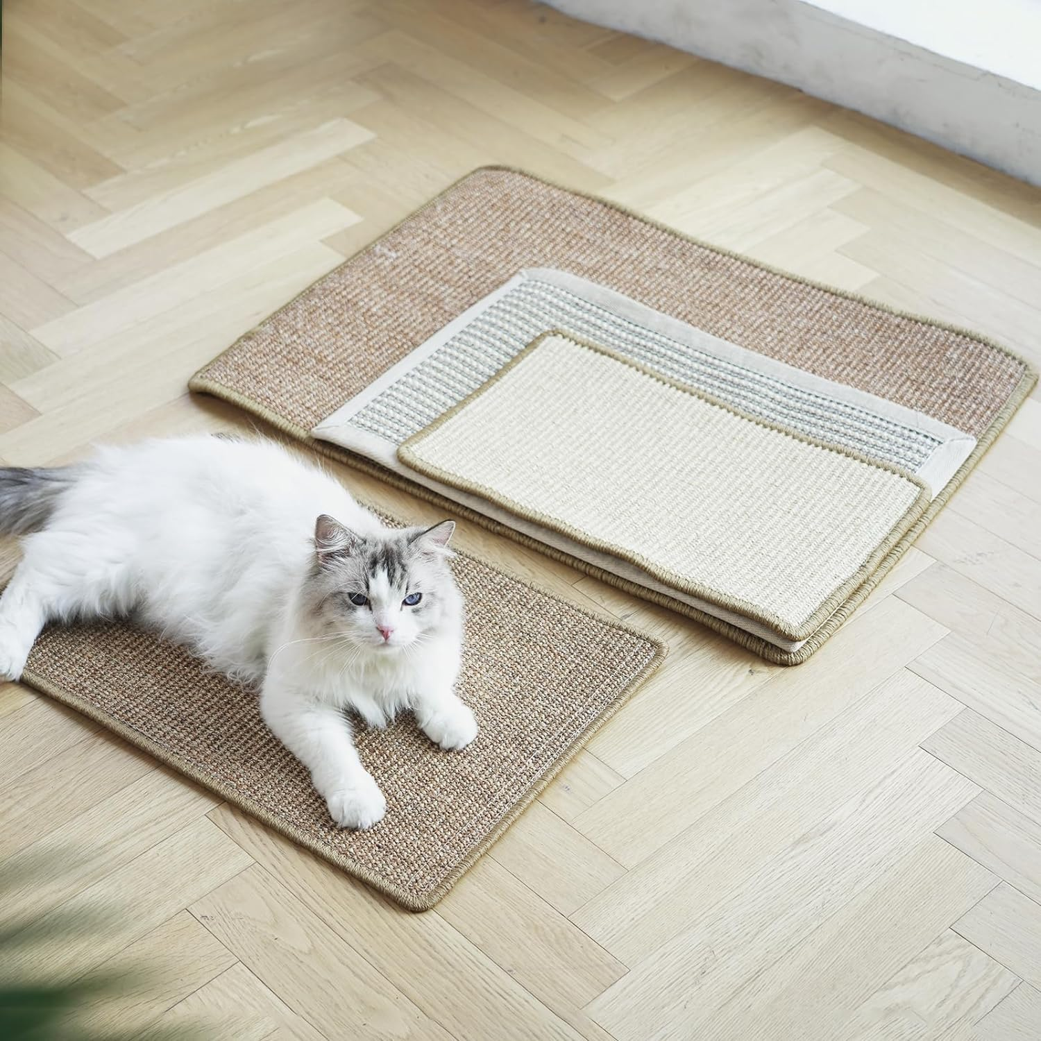Cat Scratcher Mat, 40 X 60 CM Natural Sisal Cat Scratch Mats, Horizontal Cat Floor Scratching Pad Rug, Protect Carpets and Sofas image number 5