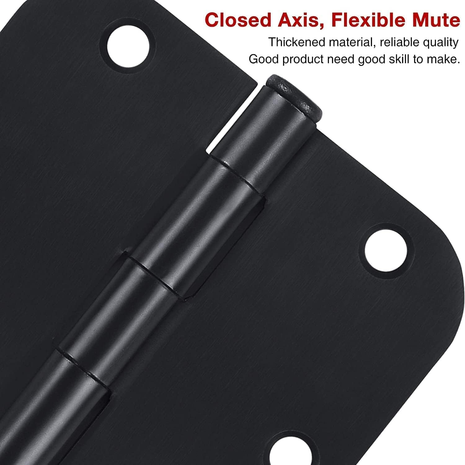 30 Pack Matte Black Interior Door Hinges round 3.5" X 3.5 Inch 5/8"Radius Heavy-Duty Mat Hinge for Doors Standard Bedroom Work Office Door Hardware Removable Pin,Farm,Shed,Gate,Greenhouse Vent Window