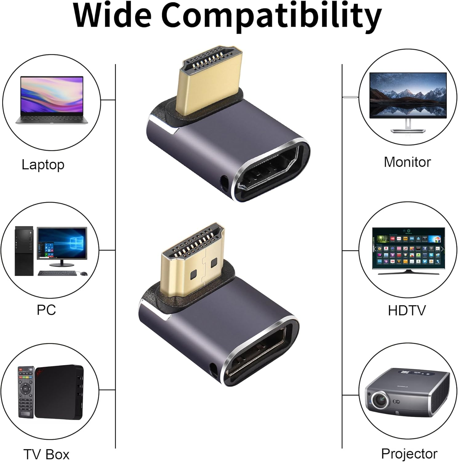 RIIEYOCA HDMI Coupler 8K, HDMI 2.1 Female to Female Connector HDMI Extension Adapter(2 Pack) (Up&Down) - Mid-Left image number 6