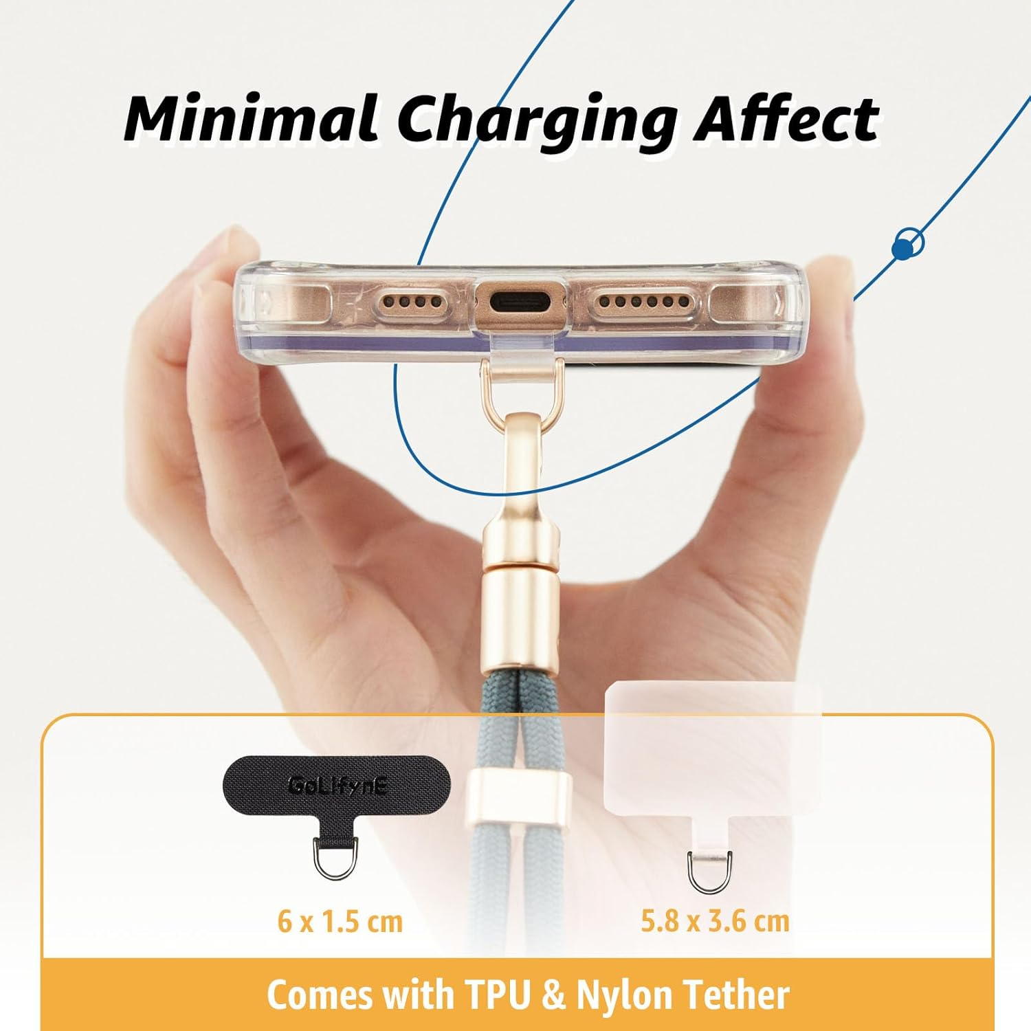 Golifyne Phone Wrist Strap with Stainless Steel & TPU Tether Tabs for Iphone &ndash; Secure Hand Strap Lanyard for Men & Women - Camel Beige image number 3