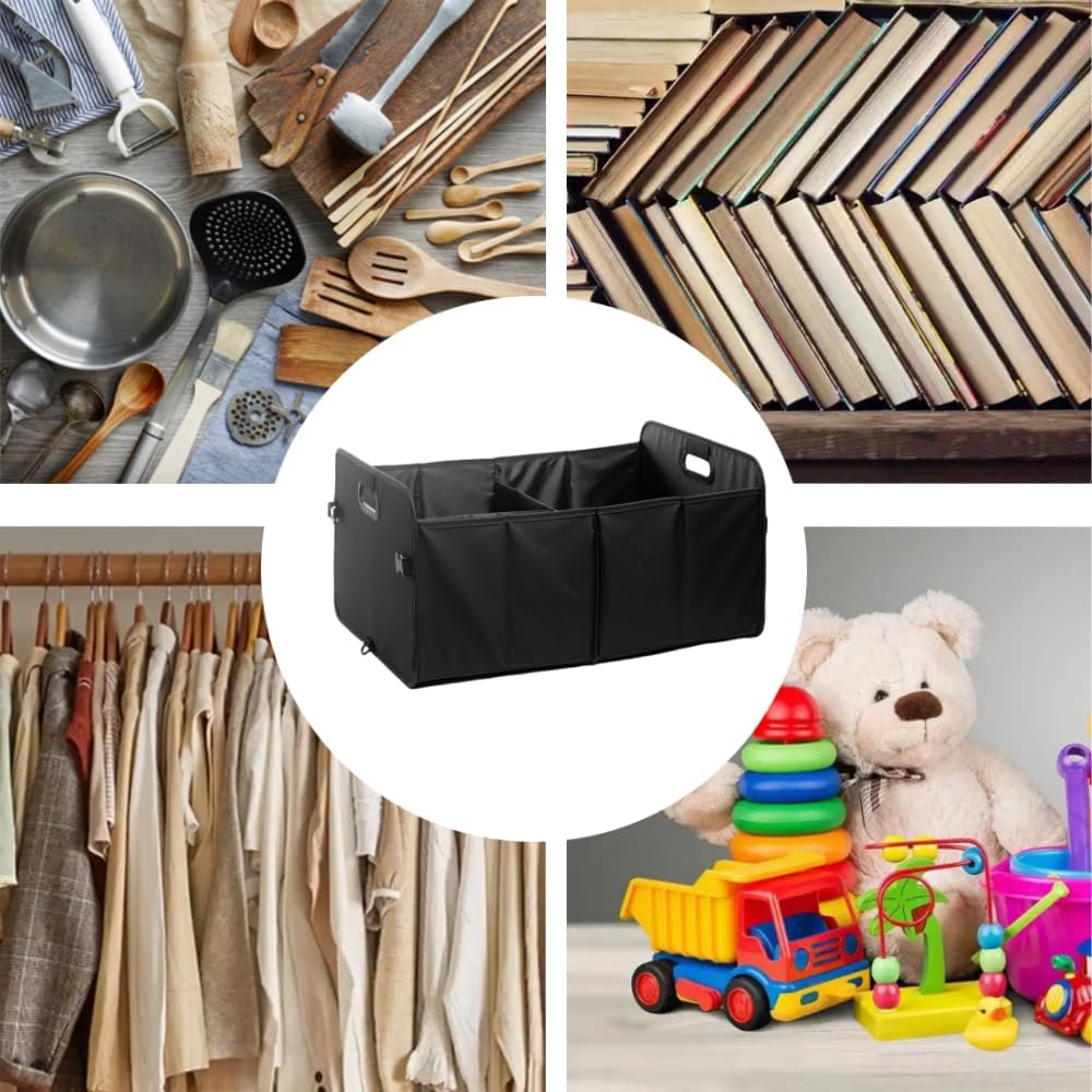 Naisfei Car Storage Box, Car Trunk Organiser Cargo Storage, Foldable Waterproof Oxford Cloth Multi-Compartment Trunk Organizer, Adjustable Straps for Car Storage(21.6 X 12.6 X 12.6 Inches) image number 2