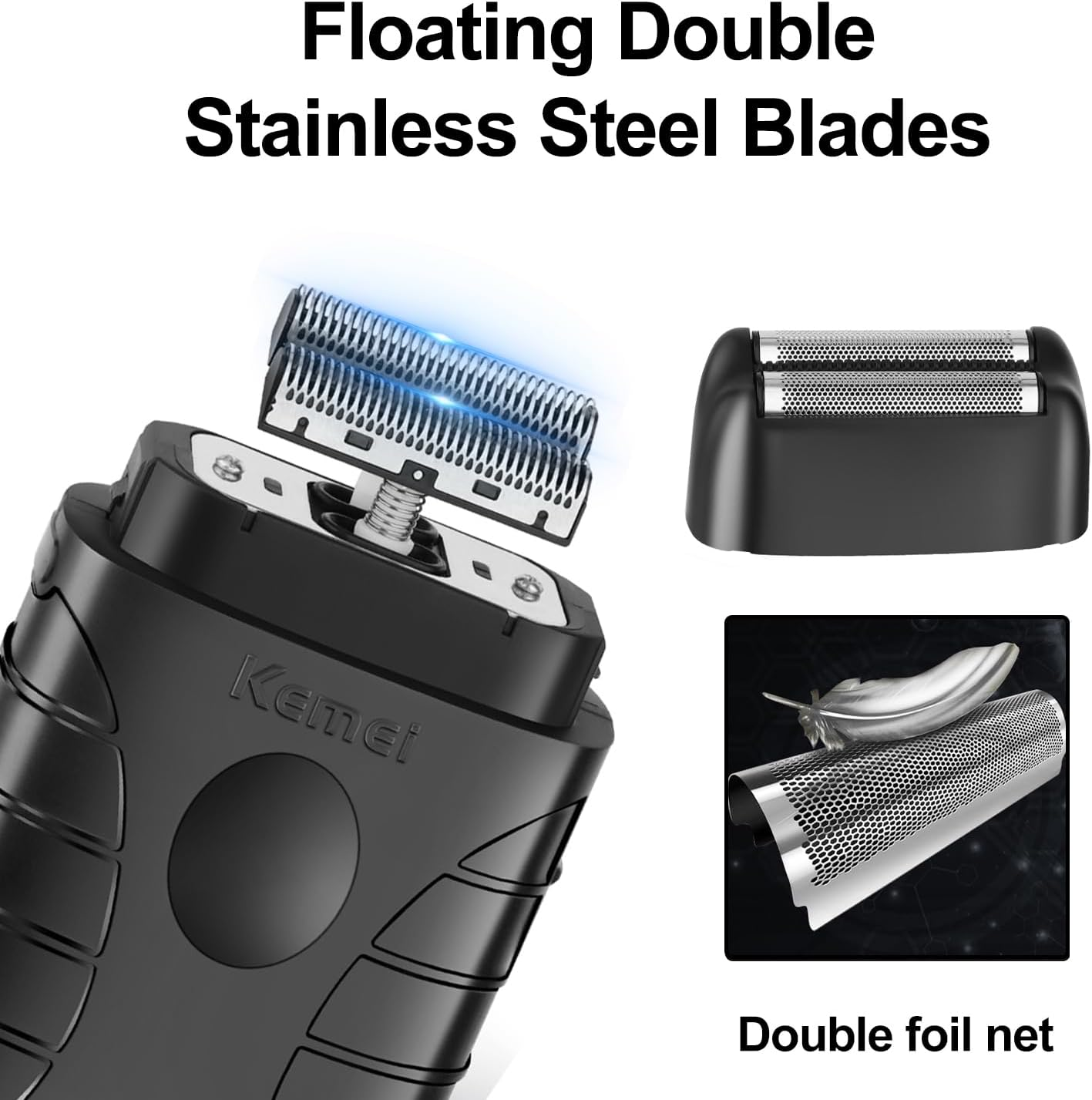 KEMEI Professional Hair Clippers for Men, Cordless Complete Hairdressing Trimmer T-Blade Trimmer Foil Shaver Set, Electric Hair Cutting Full Kit with 11 Guide Combs image number 3