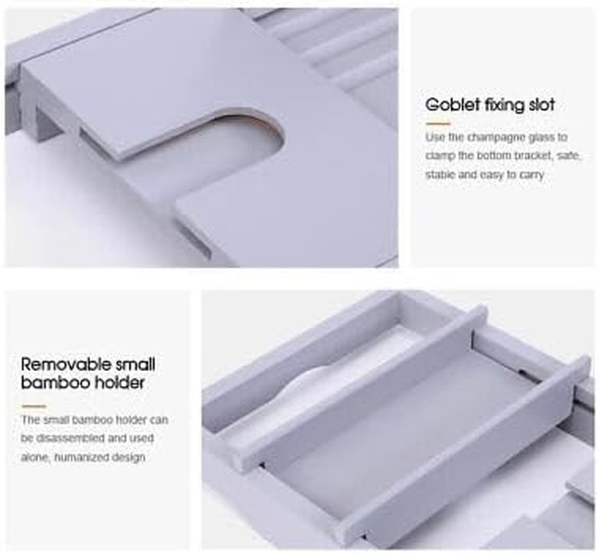 LEDON&reg; Expandable Bathtub Caddy Tray Bamboo Bath Table over Tub with Wine Glass Holder, Book Tablet Holder, Candle Cup Holder, Phone Slot, Detachable SPA Trays image number 1