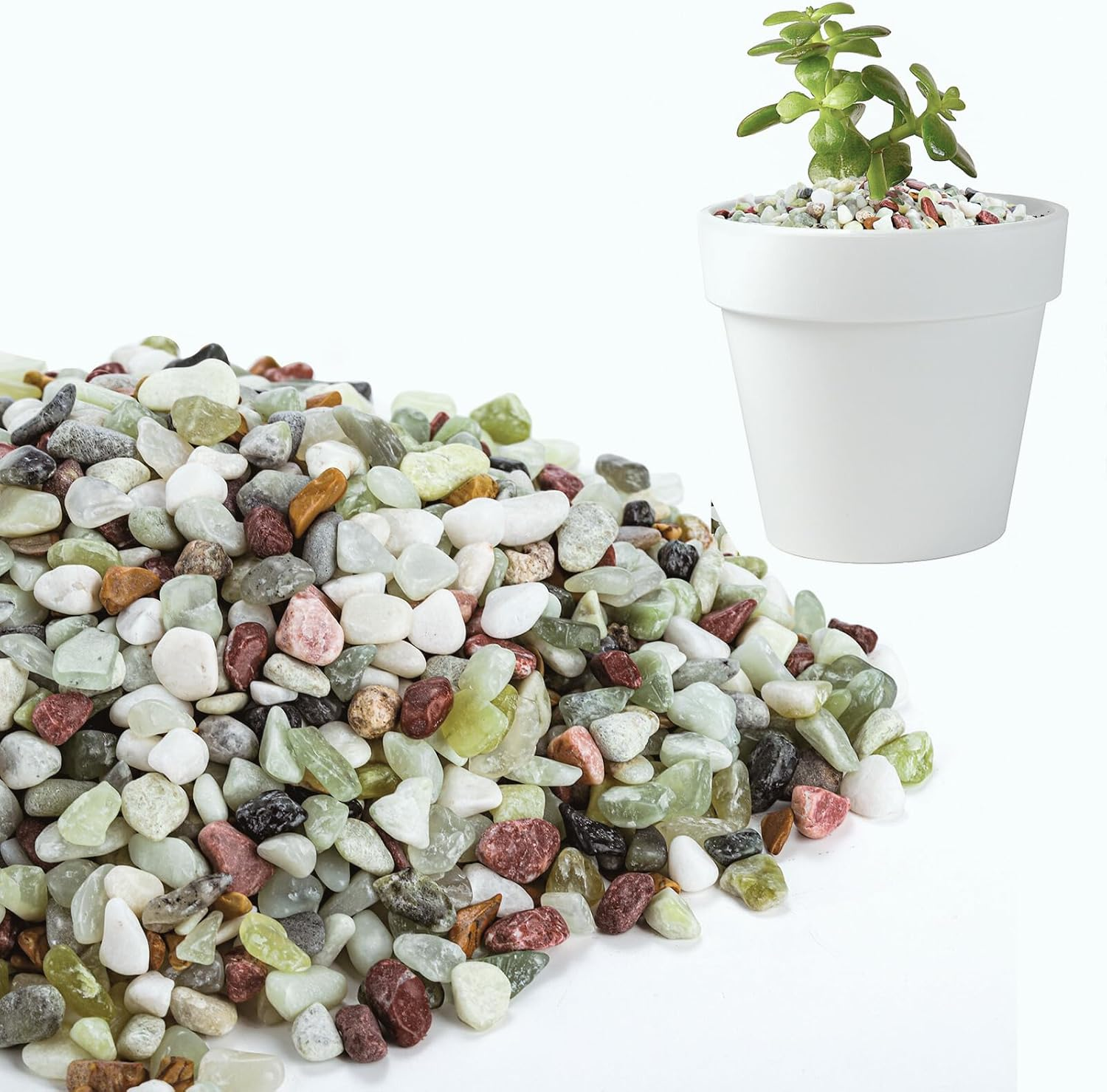 ZENFUN 6 LB Small Jade Pebble, 3/8 Inchdecorative Polished Stones, Mixed Color Rock Gravel for Plant, Aquarium image number 2