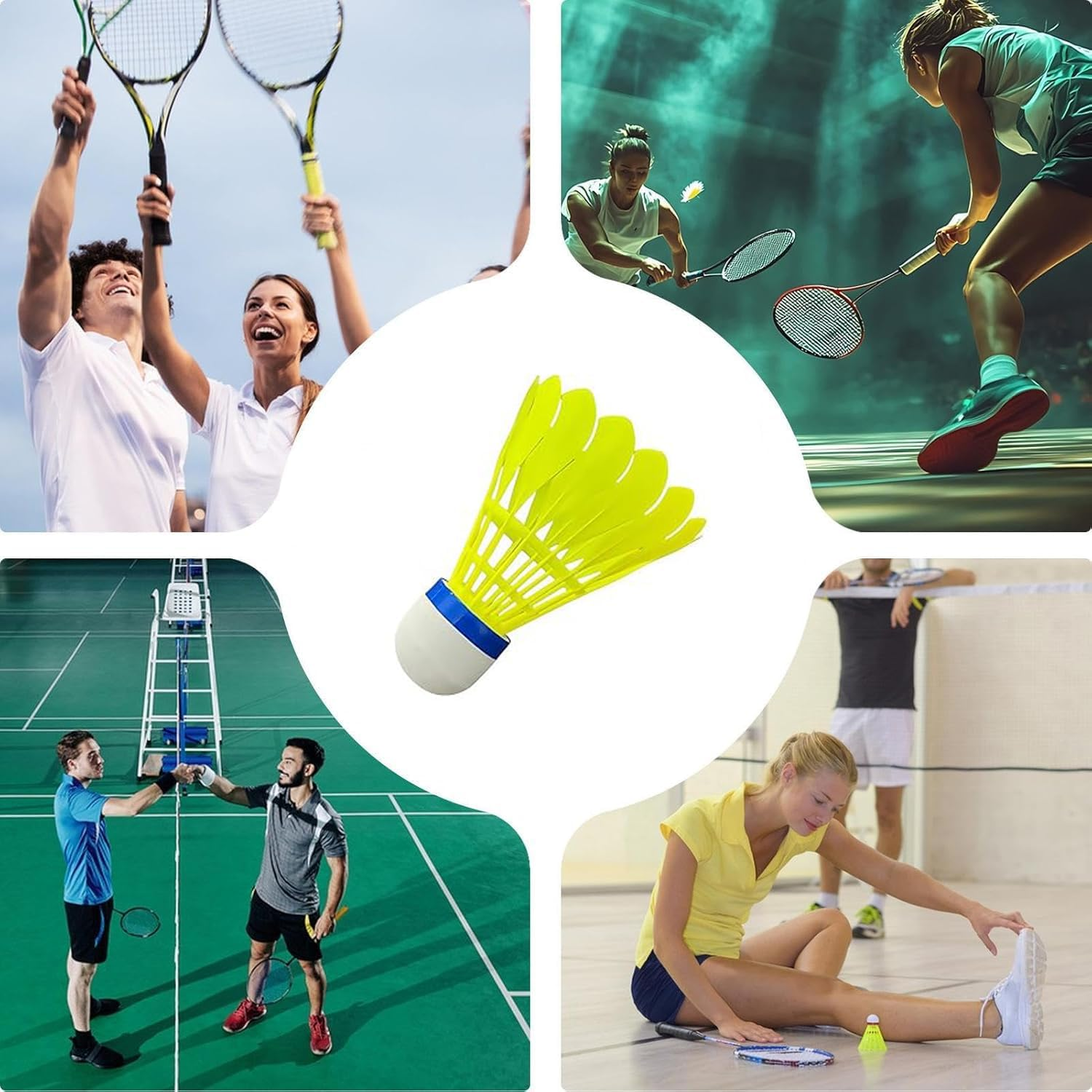 WEZCHUGHAOL 12 Pack Nylon Badminton Shuttlecocks - High Durability Aeroplane Feather Shuttlecocks for Training & Match, Yellow Sports Equipment image number 6