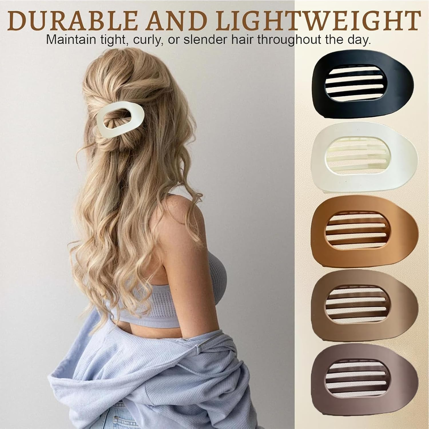 Pack of 6 Flat Hair Clips for Women, Hair Clip, Flat Claw Clip, Strong Hold Women'S Hair Clips, Hair Clip for Thick and Thin Hair image number 3