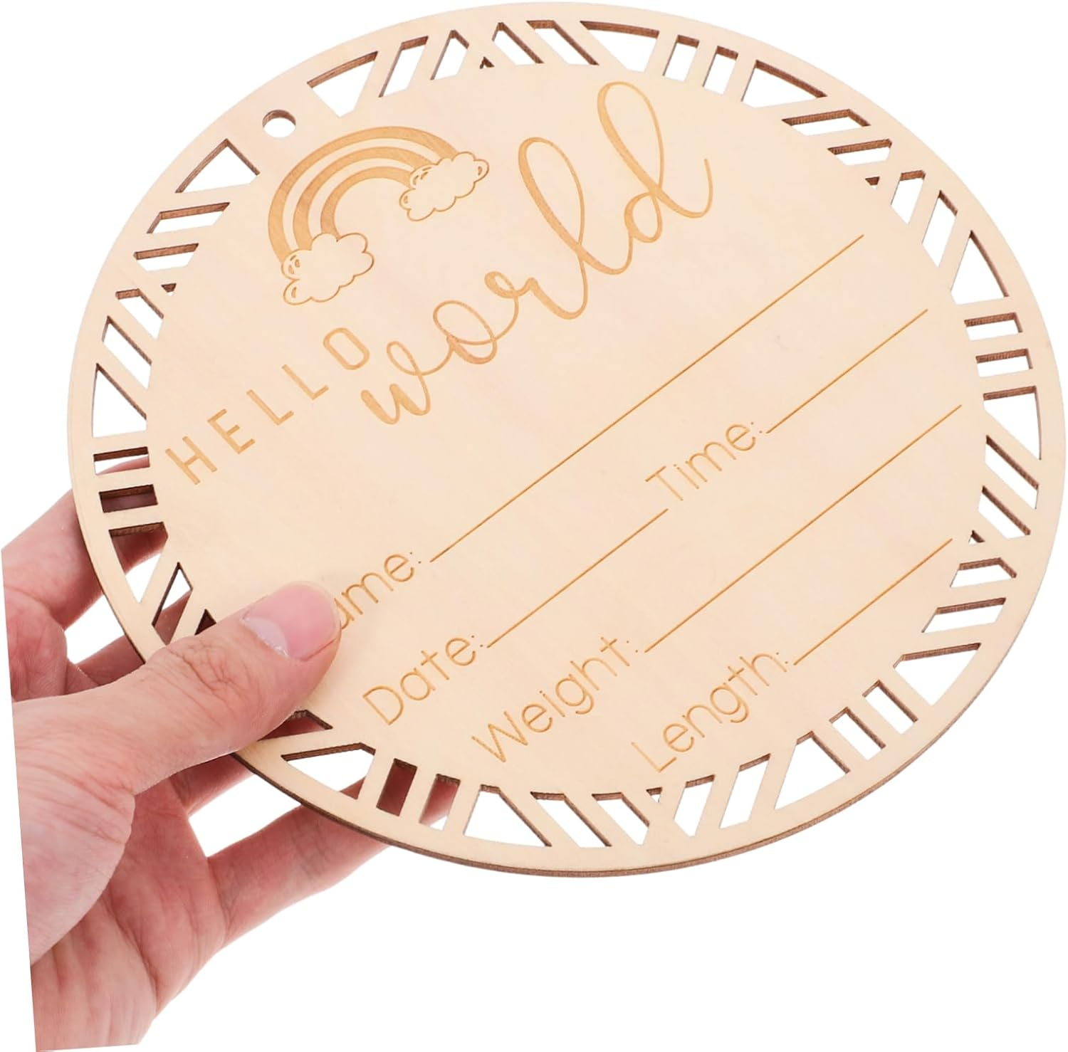 LIFKOME Natural Wood Birth Announcement Sign round Newborn Name Plaque Photo Prop for Nursery and Shower Decorations Milestone Keepsake image number 5