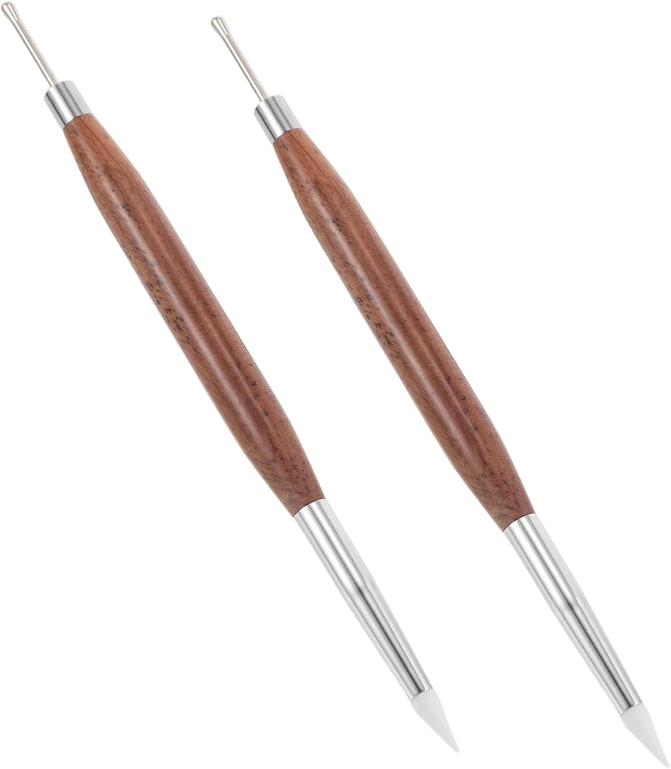 CIYODO 2Pcs Dual Tipped Nail Art Pens with Silicone Heads and Sandalwood Handles Multifunctional Embossing and Gel Scraping Tools for Precise Detailing Japanese Quality Nail Drawing And