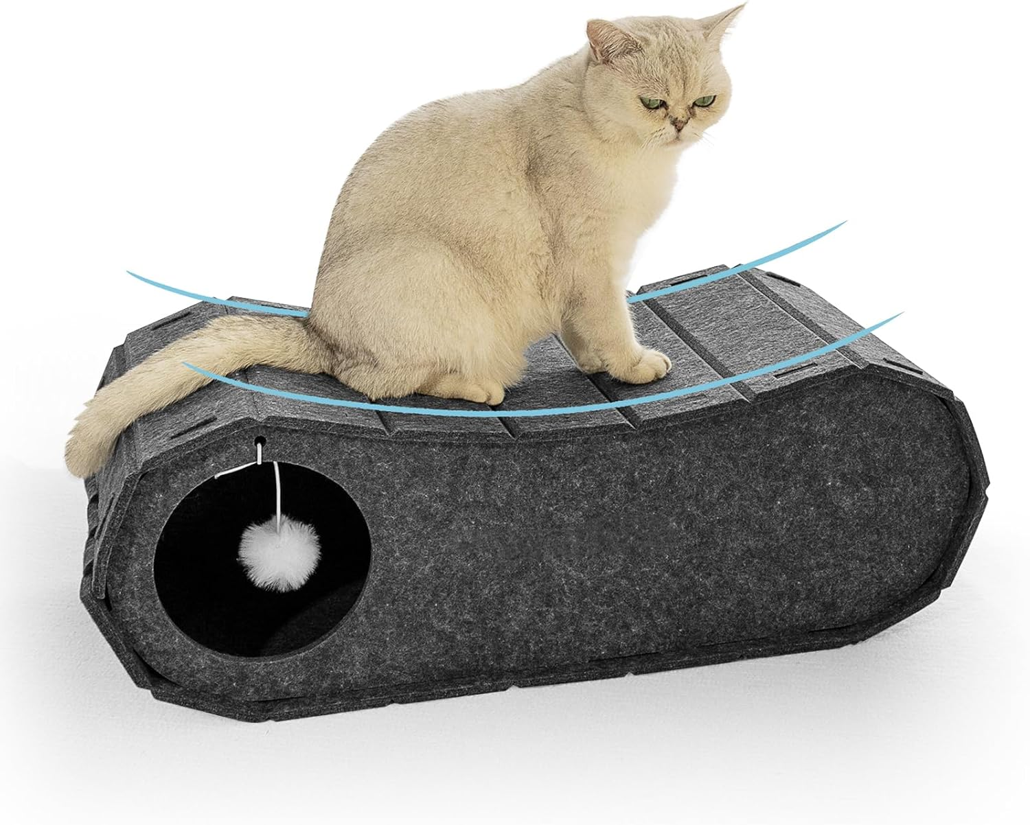 Cat Scratching Board Lounge Bed, Felt Material Cat Scratching House with Cat Ball Fetch Toy for Indoor Cats, Durable Cat Scratching Box, Reversible Cat House Scratches, Easy to Sweep image number 1
