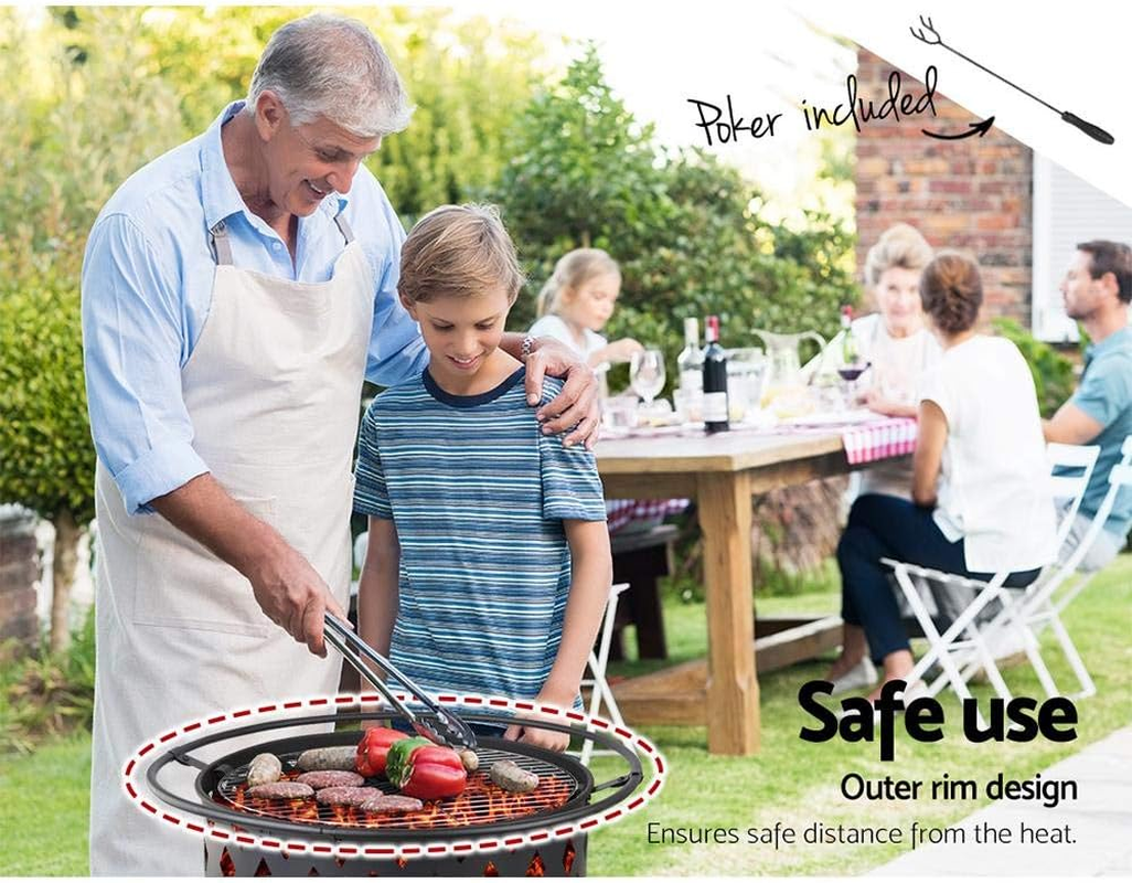 Grillz 32 Inch Portable Outdoor Fire Pit and BBQ - Black image number 2