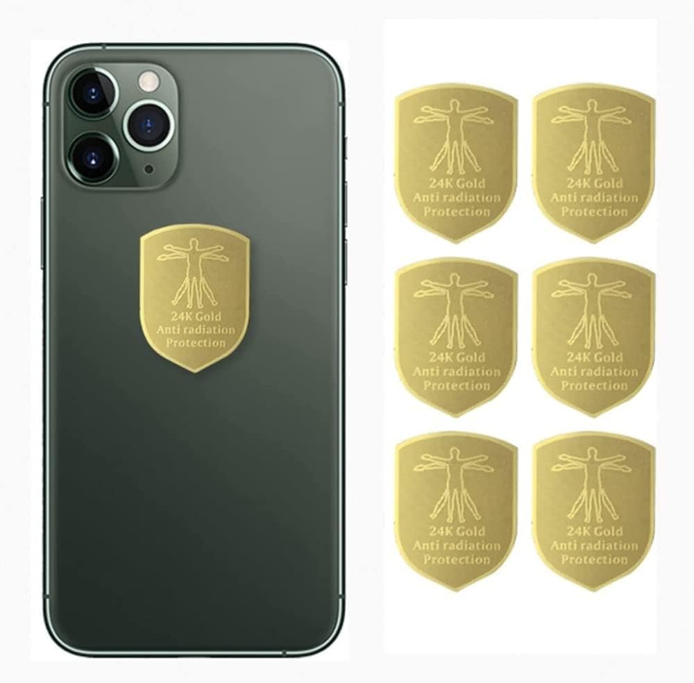 EMF anti Radiation Protection Sticker Shields, 24K Gold Cell Phone Sticker Protection Blocker for Laptops Tablets Blocks 5G Wi-Fi Bluetooth Protection Neutralizer (Gold-4Pcs)