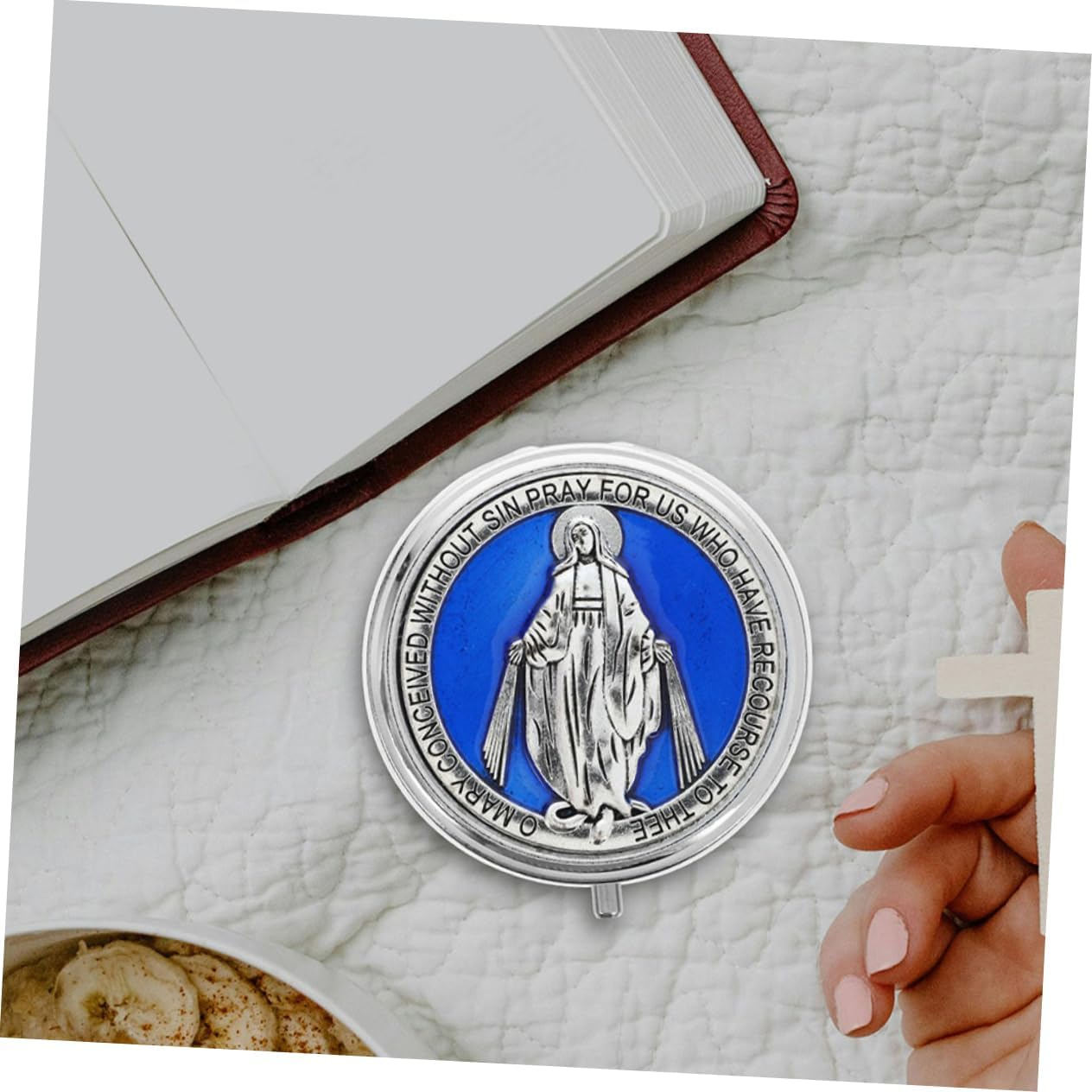 2Pcs Rosary Box Metal Religious Keepsake Chest Catholic Storage Box for Beads Confirmation for Beads Religious Souvenir Chest image number 6