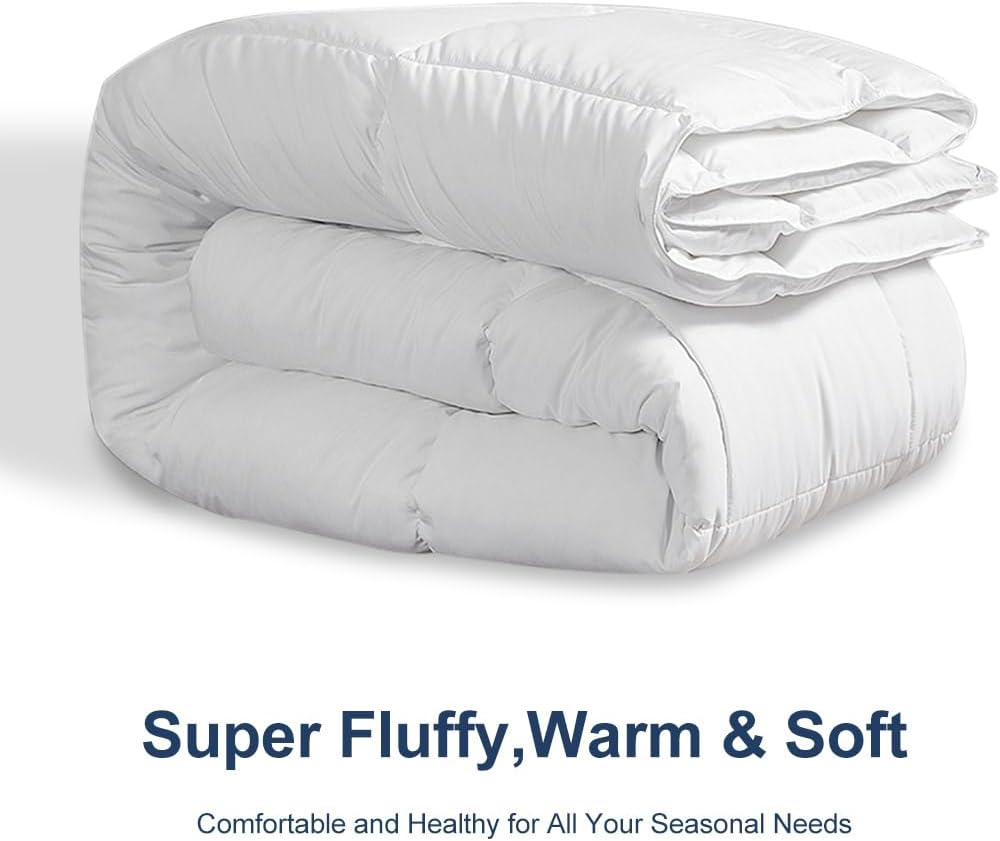 ACCURATEX Queen Quilt-400Gsm Fluffy down Alternative Filling Hotel Collection Comforter for Queen Bed,Lightweight Soft All Season Duvet Insert with Corner Tabs - Machine Washable,White,210X210 image number 2