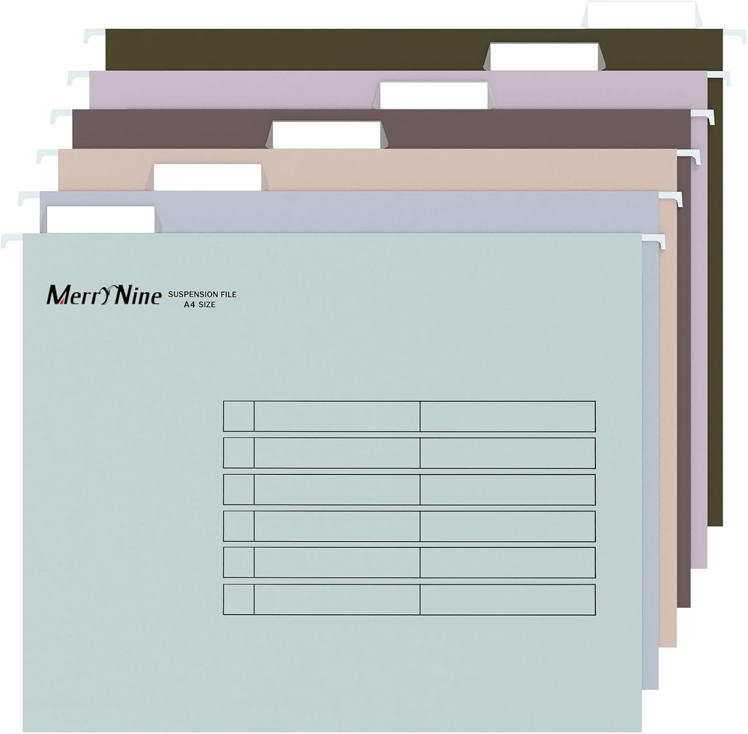 Merrynine 24Pcs A4 Suspension Files, A4 Hanging Filing Cabinet Suspension Files with Tabs and Card Inserts for School Home Work Office Organization (Mixcolor)