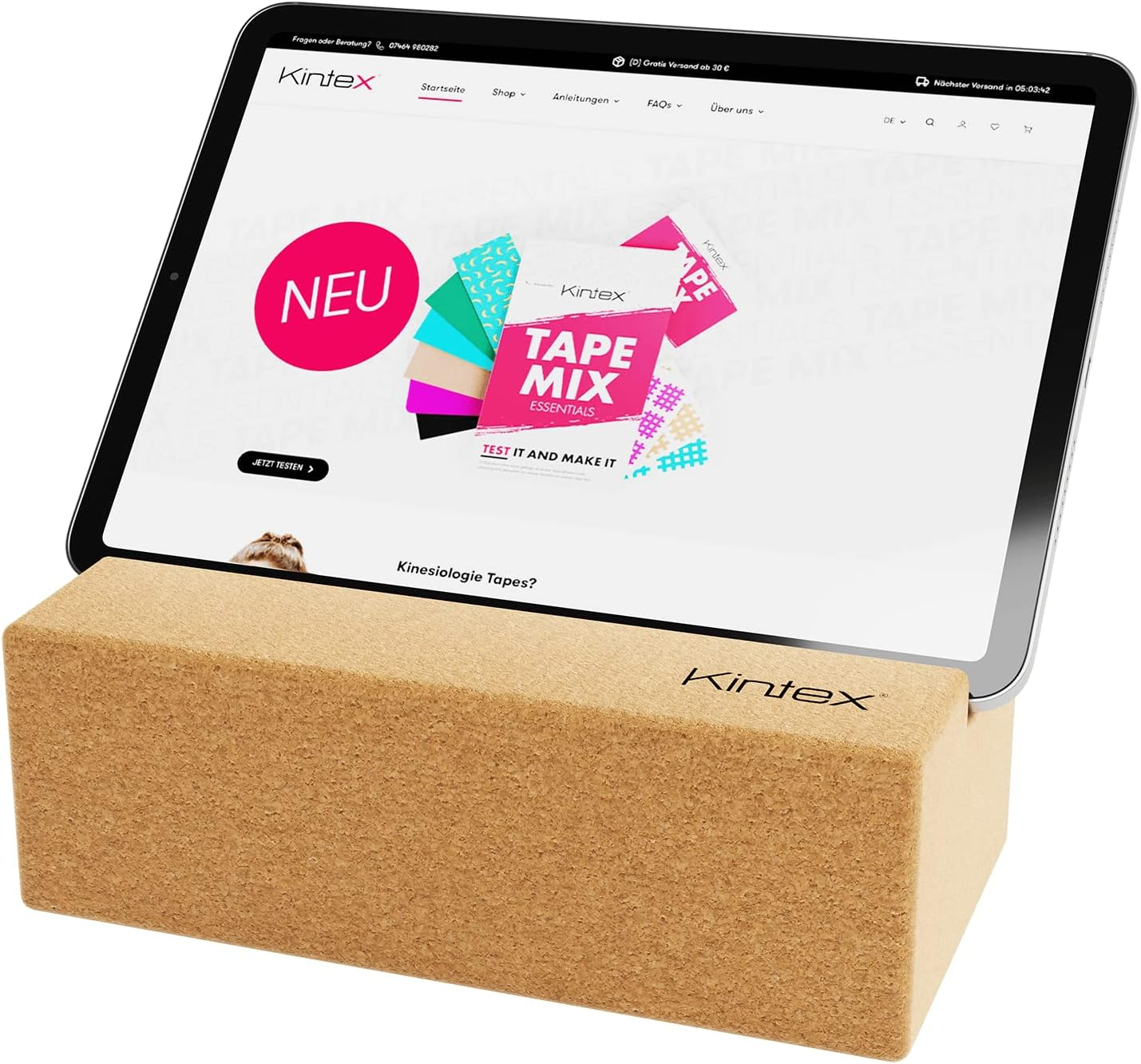 Kintex Cork Yoga Block, 2 in 1 Function, Pilates, Gymnastics, Fitness, Workout, Natural Cork, Lightweight and Durable