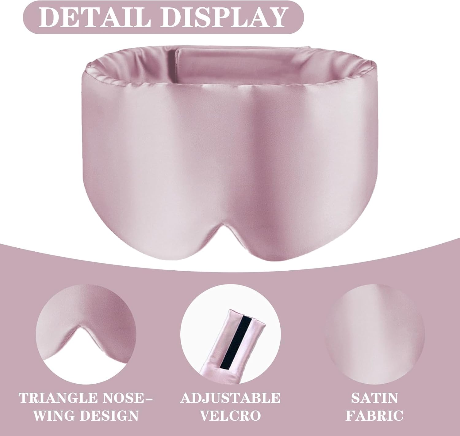 100% Mulberry Silk Sleep Mask for Men and Women with Adjustable Headband Large Full Size Eye Mask for Total Blackout, Ear Protection and Comfort for Travel, Naps, and Insomnia Relief, Pink image number 2