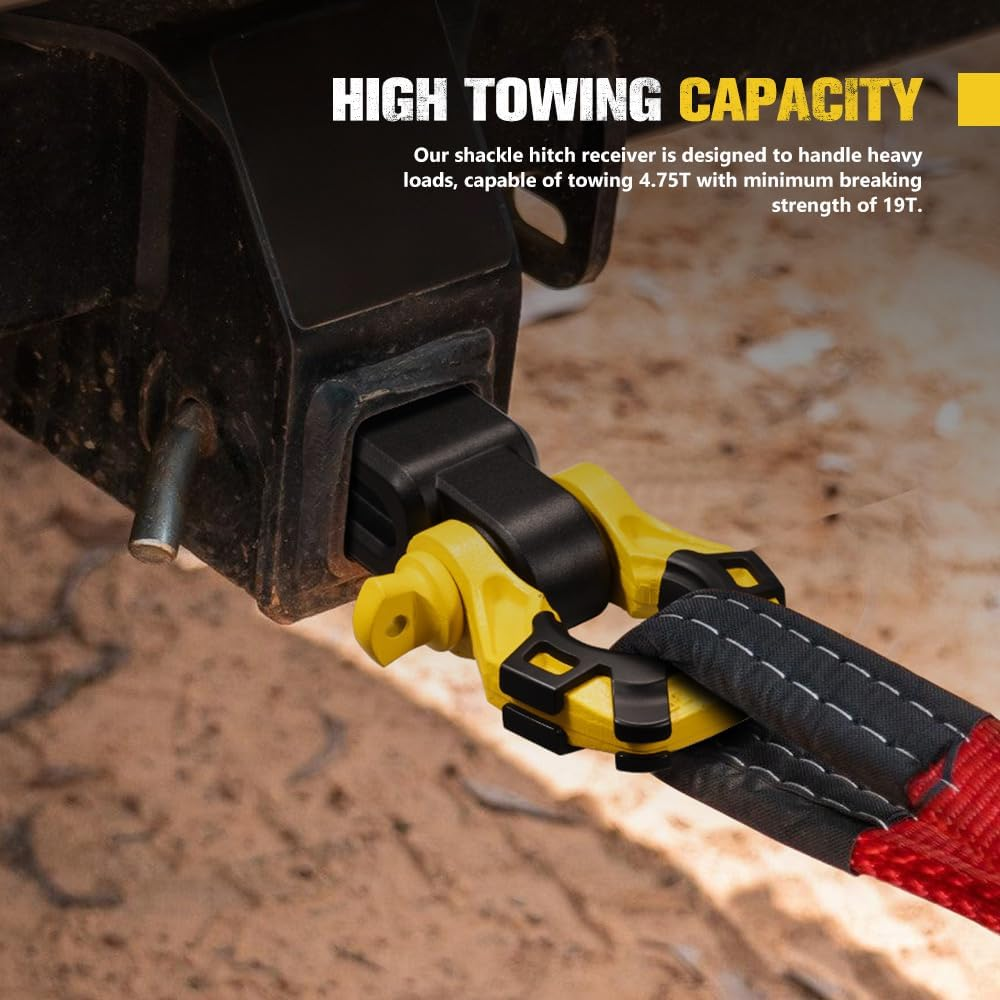 BUNKER INDUST Shackle Hitch Receiver Set 2" 41,888 LBS Break Strength with 3/4" Screw Pin & 3/4" D-Ring Shackle, Tow Hitch with Shackle Heavy Duty Receiver for Off-Road Jeep Truck Vehicle Recovery image number 1