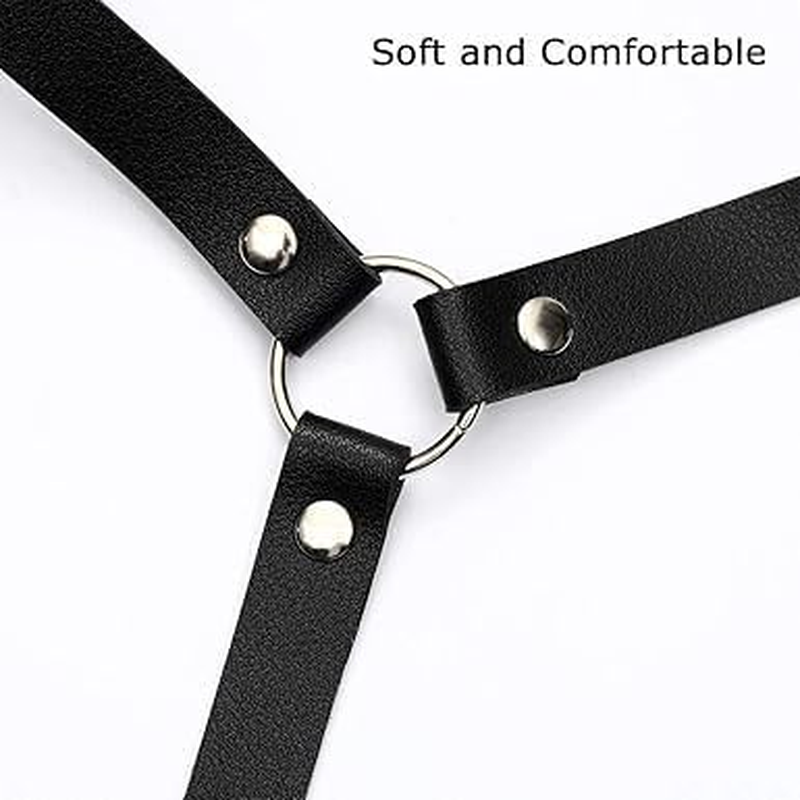 Punk Leather Black Harness Belts Women Fashion Body Harness for Women (Black, 1 Pack)