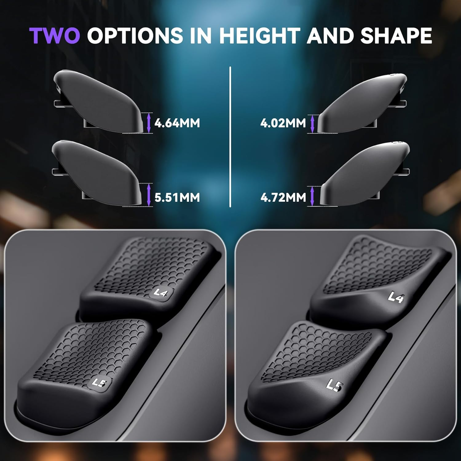 Extremerate Interchangeable Back Buttons Bottom Shell for Steam Deck LCD & OLED, Replacement Ergonomic Fingers Grip L4L5 R4R5 Back Shell for Steam Deck - with 2 Height Adjustable Buttons - Black - Black image number 5