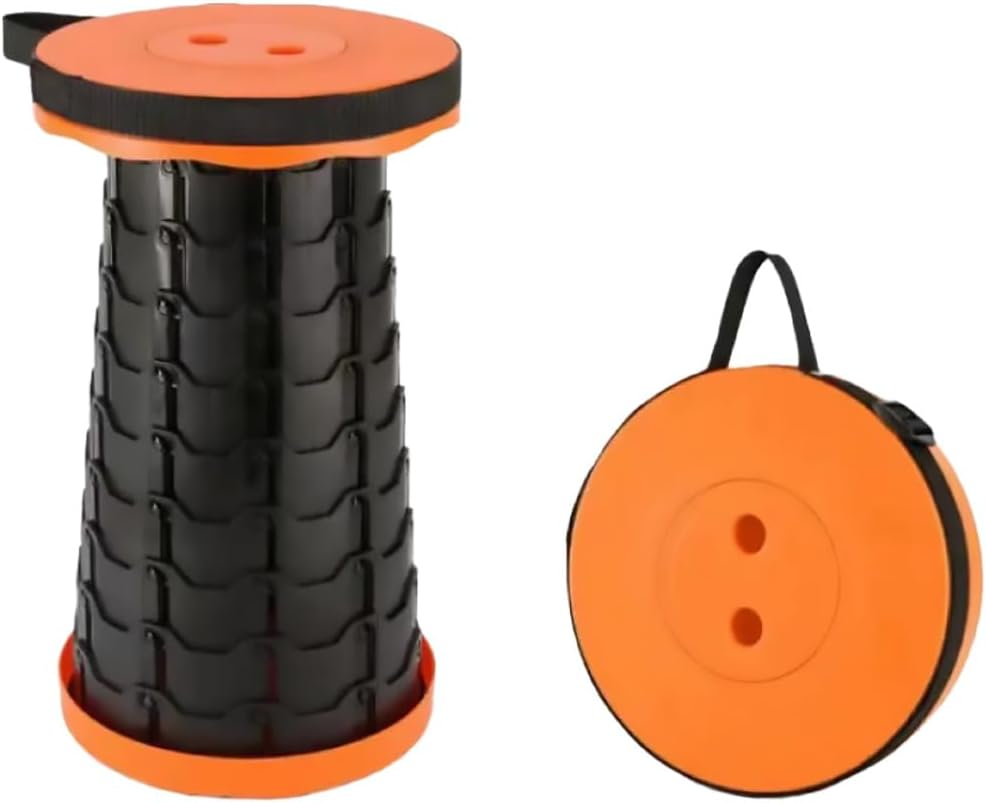 AIMALL Telescopic Folding Stool for Outdoor Travel, Portable Rainbow High-Speed Railway Train Seat, Adjustable Height 10.03In X 17.71In, Compact PP Material, Available in Red, Blue, Orange