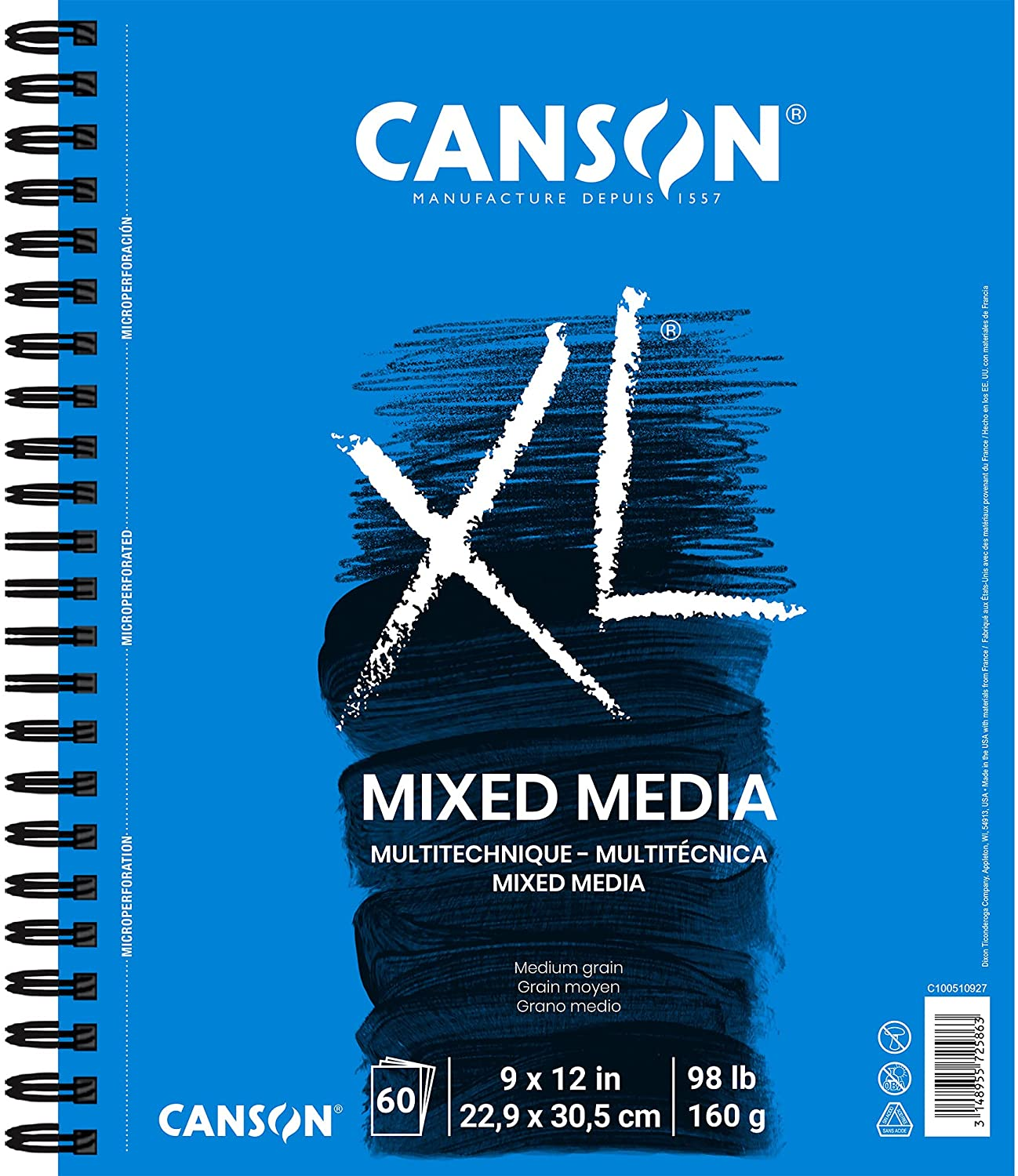Canson 100510927 XL Series Mix Paper Pad, 98 Pound, 9 X 12 Inch, 60 Sheets, 1-Pack