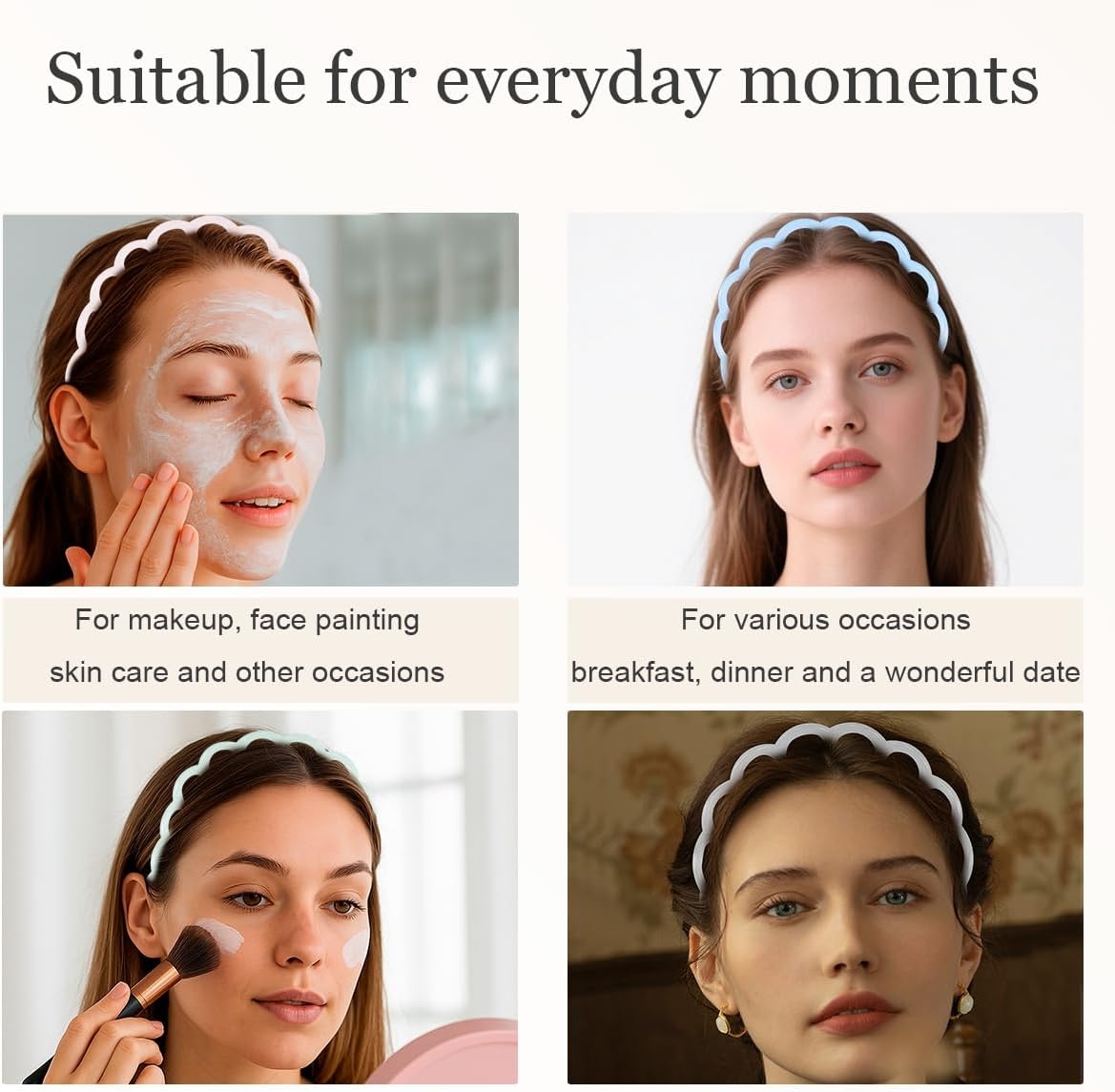 4 PCS Zig Zag Headbands Plastic Wavy Headband Soft Macaroon Color Hair Head Band Comb with Teeth Hoop Accessory for Women Men Girls