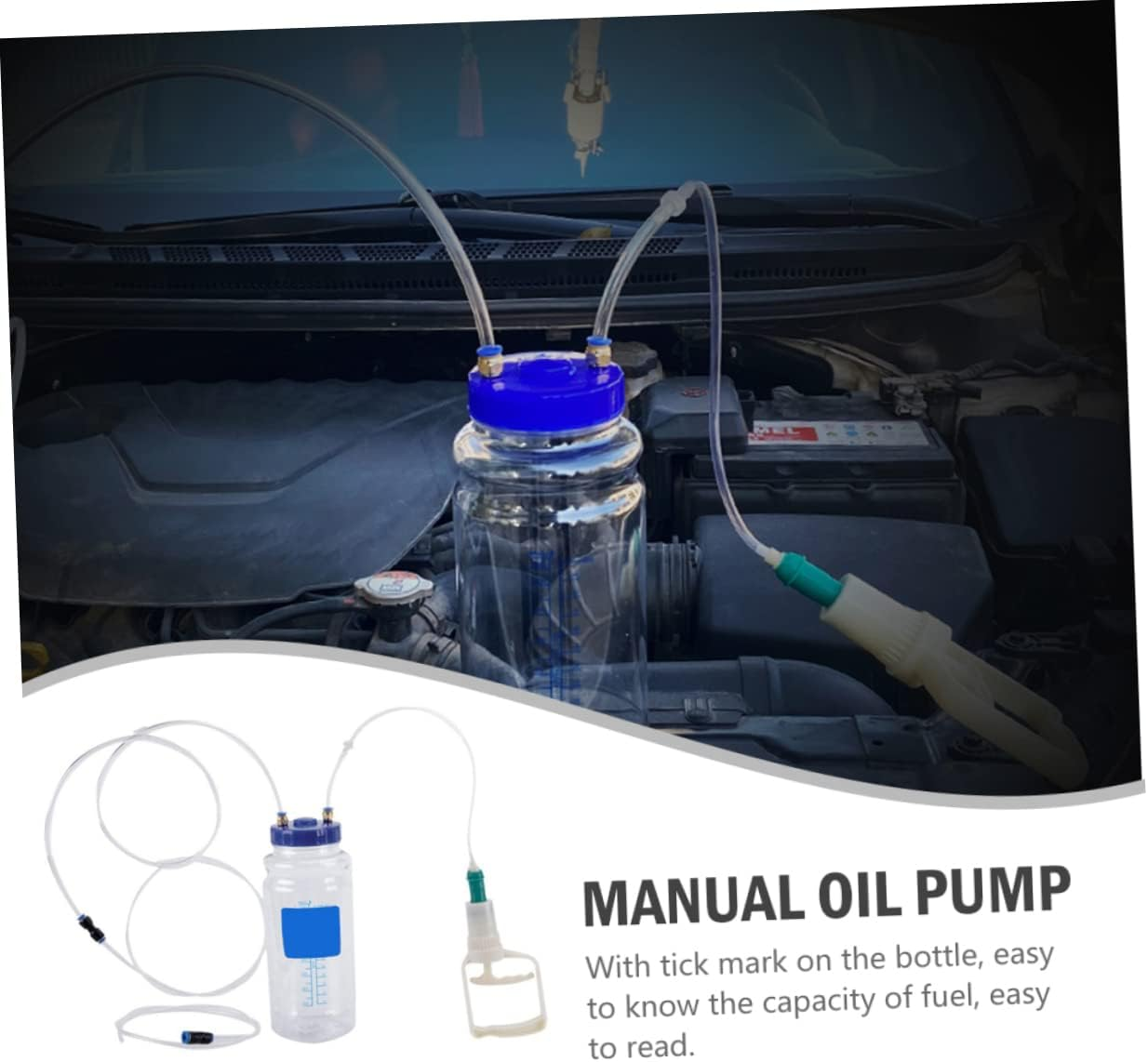 SOLUSTRE Manual Oil Change Pump Vacuum Fluid Extractor Car Repair Tool Mechanics Oil Suction Pump for Engine Maintenance Automotive Garage Equipment image number 3