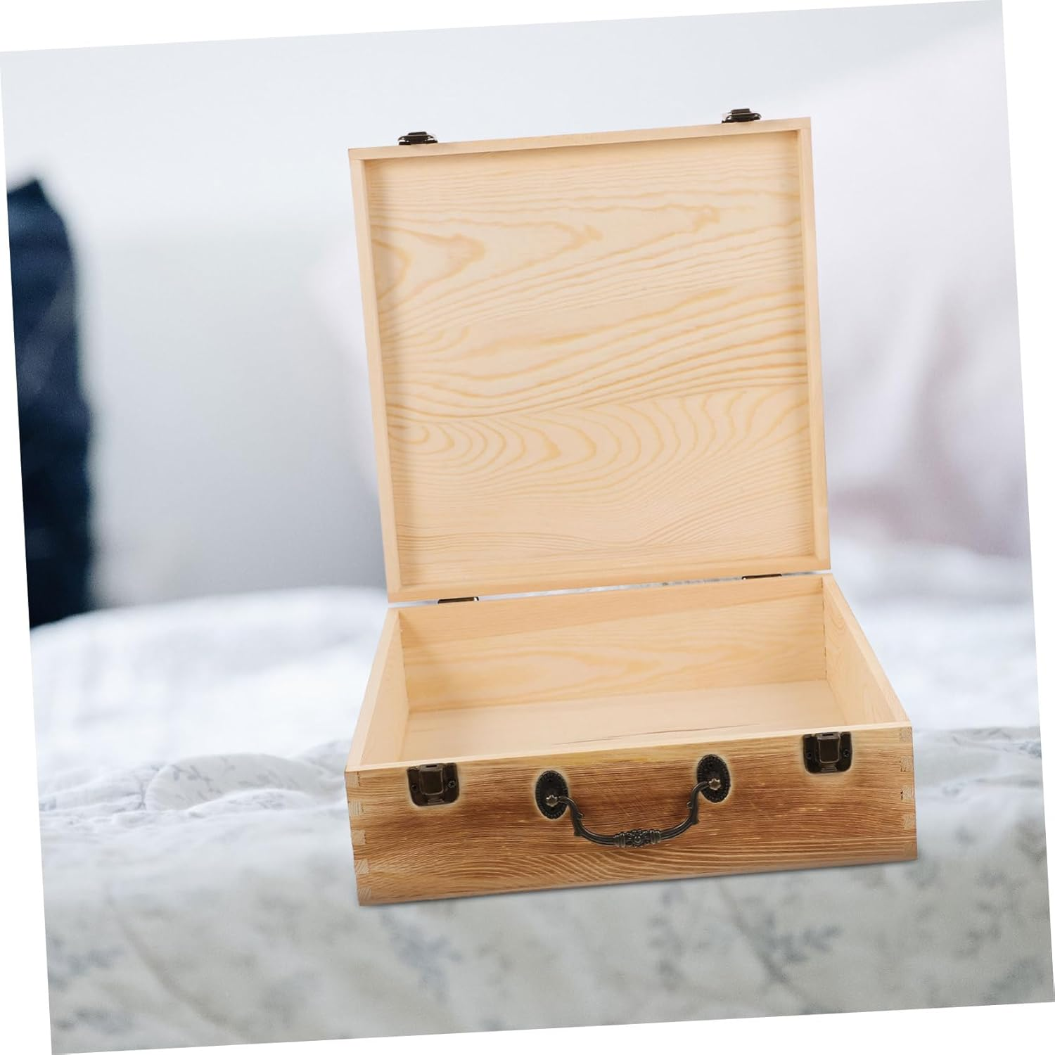 CORHAD Wooden Jewelry Box and Trinket Storage Box Retro 30X30X10Cm Vintage Wooden Treasure Chest for Jewelry Organizer and Keepsake Storage in Home or Use image number 5