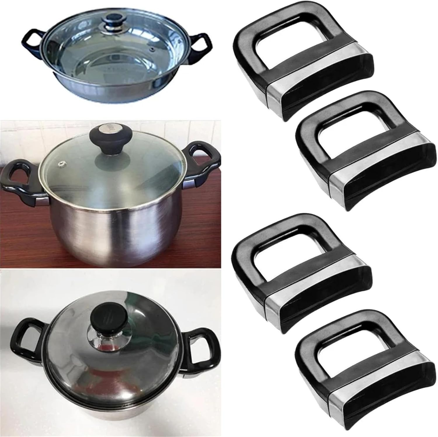 XMANX 4PCS Replacement Short Pot Side Handle, Two-Hole Pot Short Side Handle, Metal Pressure Pan Handle Ear Replacement Universal Pan Side Handle for Home Kitchen Cookware image number 5