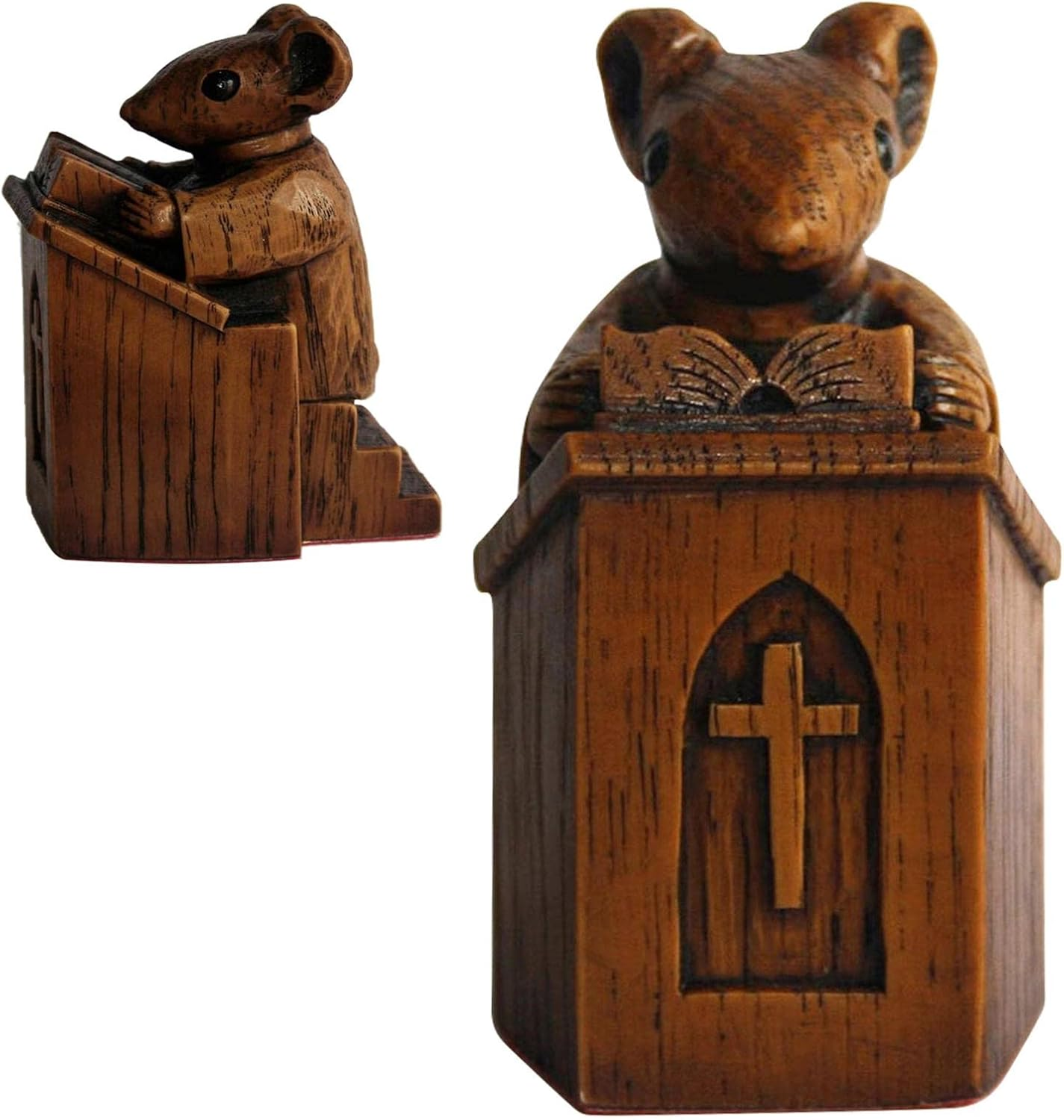 KASCLINO Church Mouse Statue, Priest Craft Ornament, Church Choir Sculpture, Indoor and Outdoor Resin Sculpture, Decorations for All Weather Conditions(Brown) image number 1
